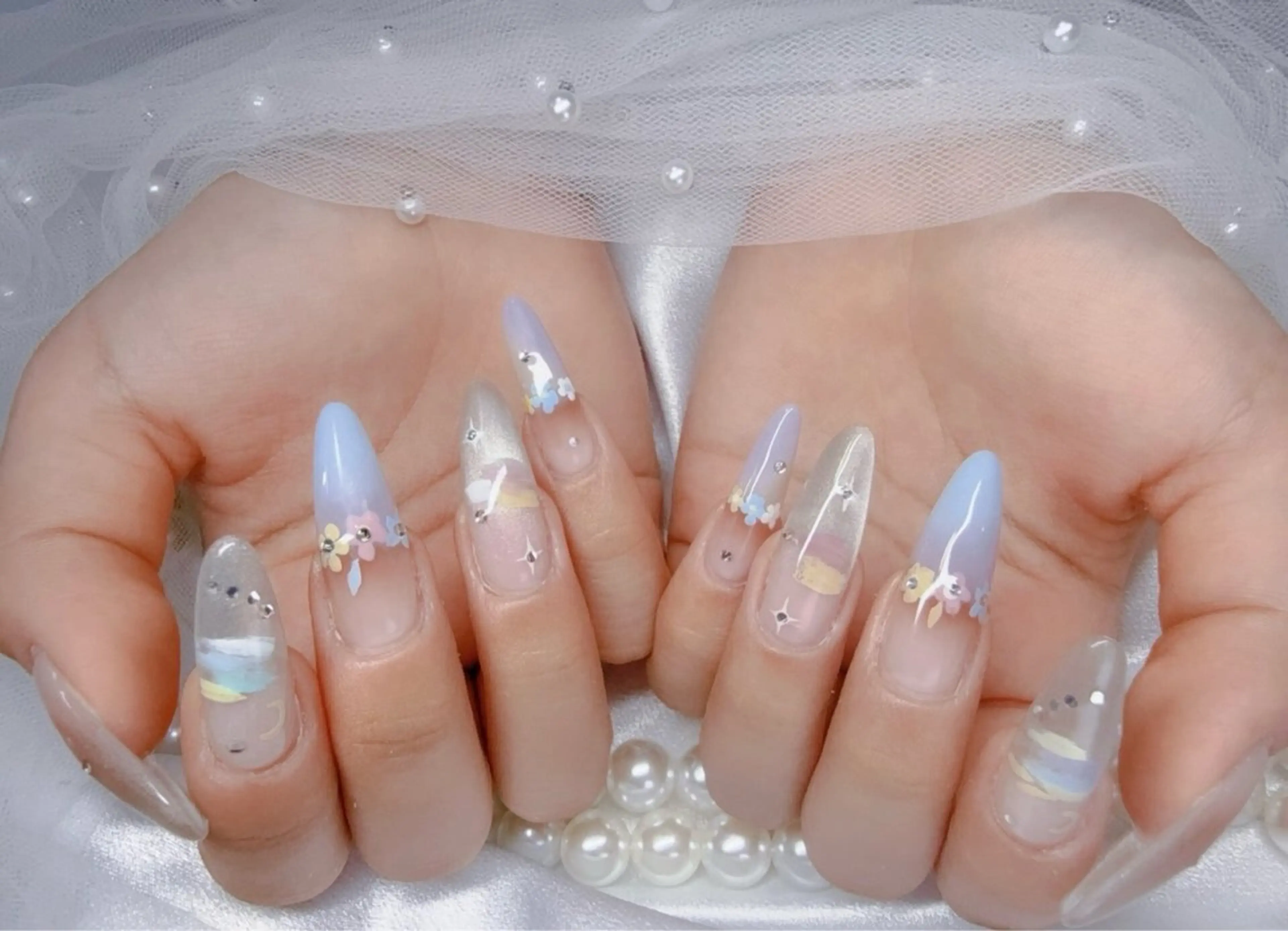 ネイル アートネイル チークネイル 長さ出し フラワーネイル フットネイル YK 美学院のネイルデザイン