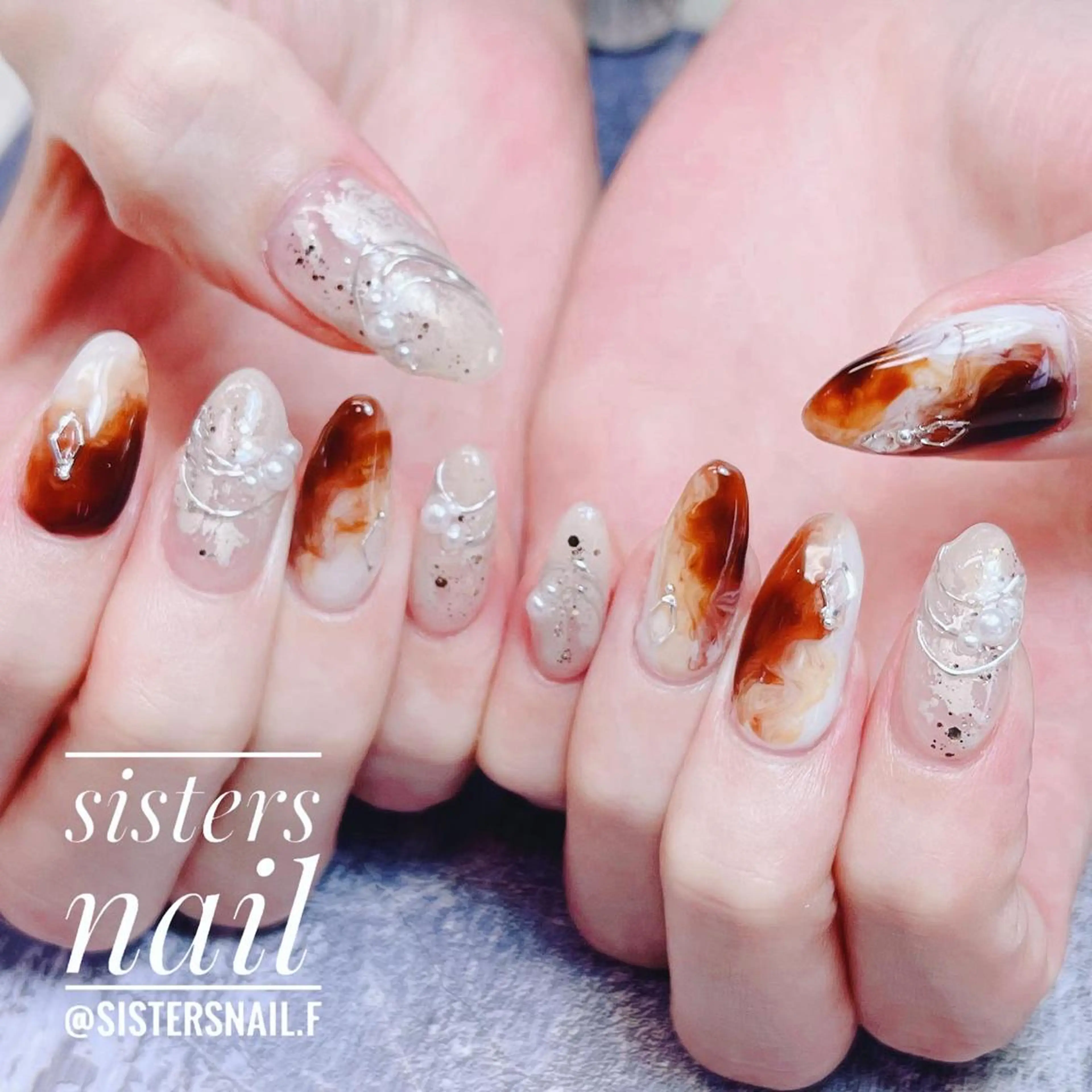 ネイル アートネイル 大理石ネイル(マーブル) ニュアンスネイル ハンドネイル ハンドケア sisters nail.fのネイルデザイン
