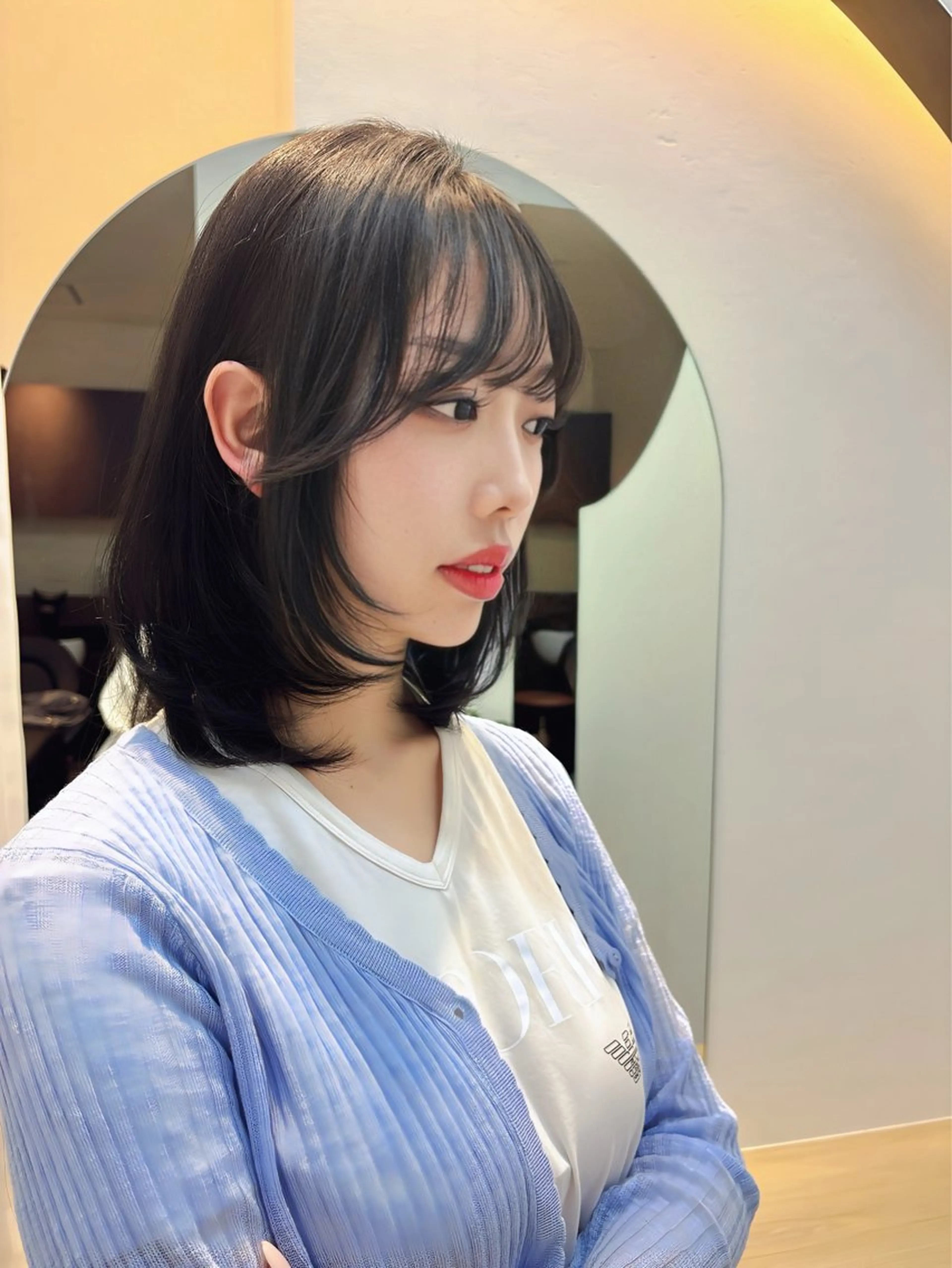 ミディアム ボブレイヤー ボブ タンバルモリ 韓国風ヘア レイヤーカット カット ヘアカラー レイヤーカット ♥kanaのヘアスタイル
