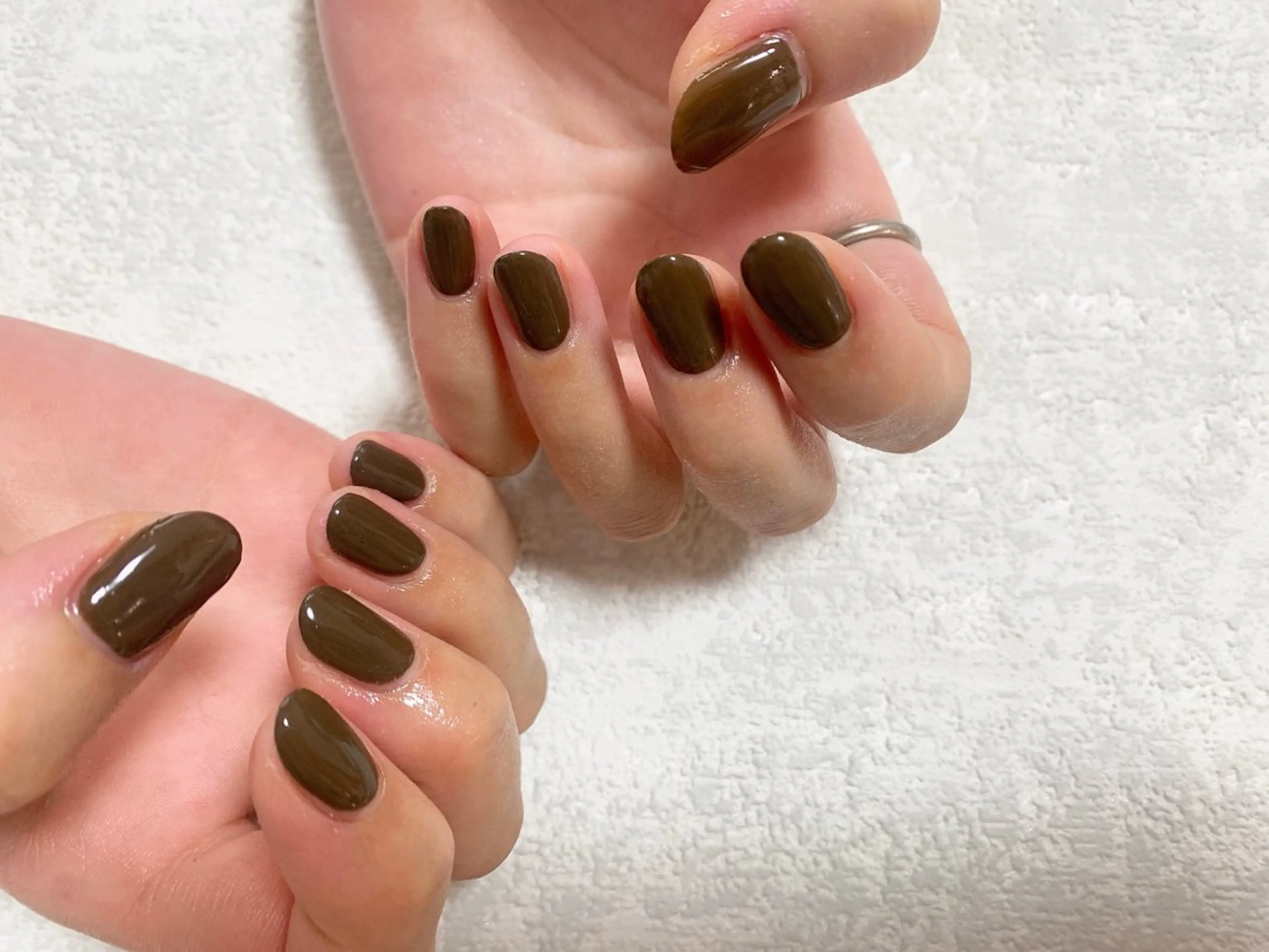 ネイル ブラウン ジェルネイル 韓国ネイル メンズネイル ワンカラーネイル kiki nail たまプラーザのネイルデザイン