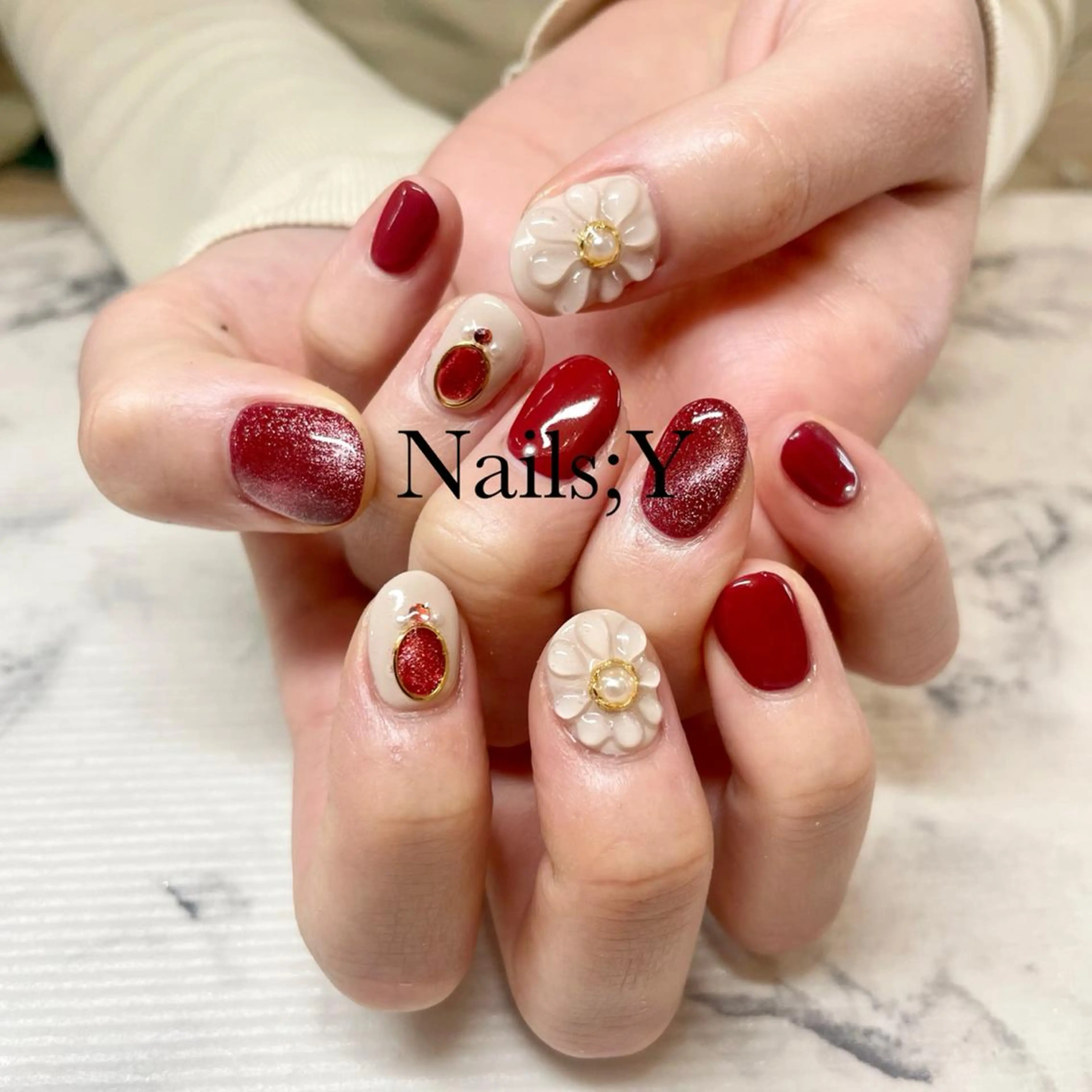 ネイル アートネイル 卒業式 ぷっくりネイル ハンドネイル yo koのネイルデザイン