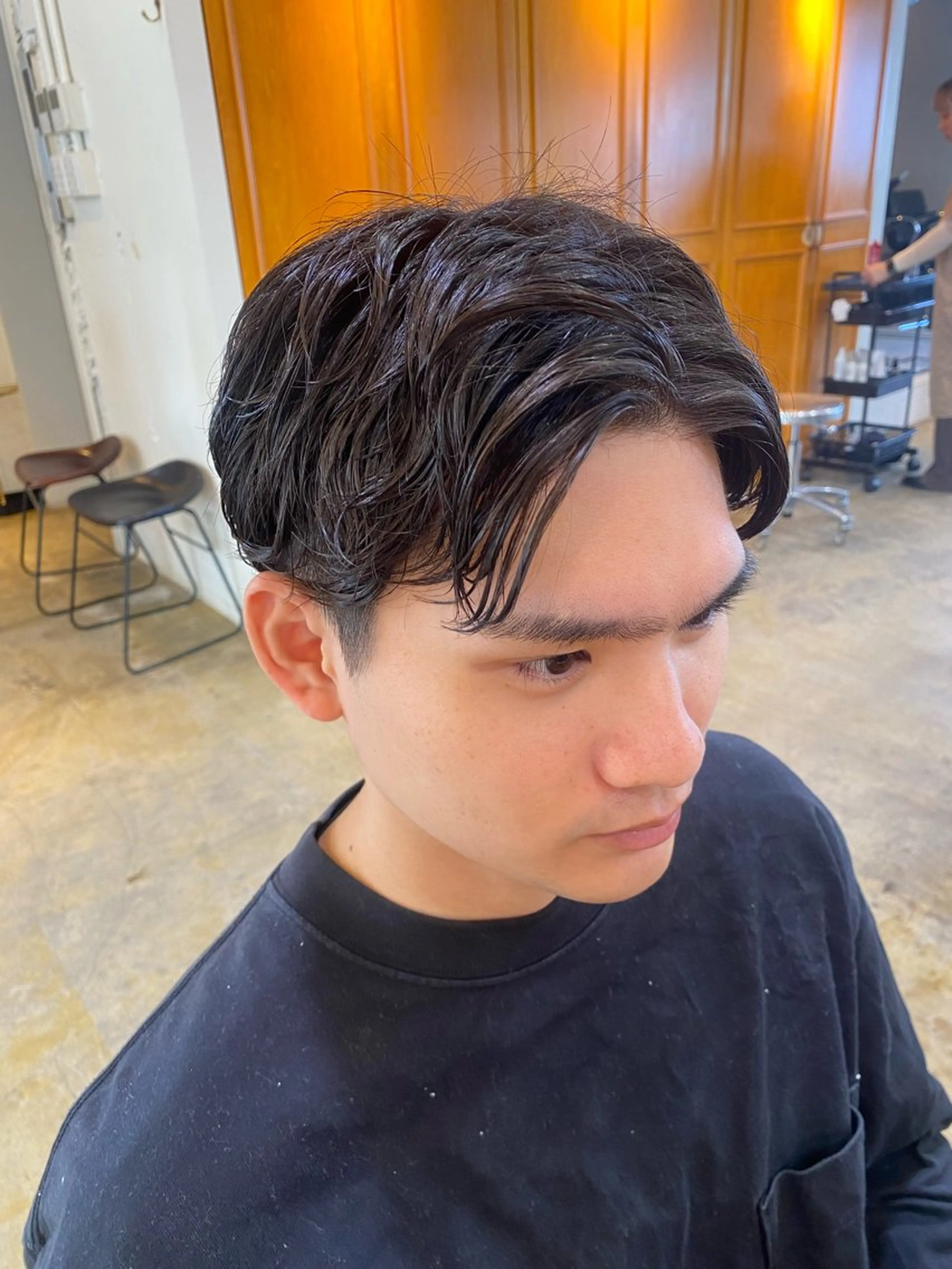 ショート メンズ カット パーマ トリートメント レイヤーボブ/ 艶カラー/サナ🌼のヘアスタイル