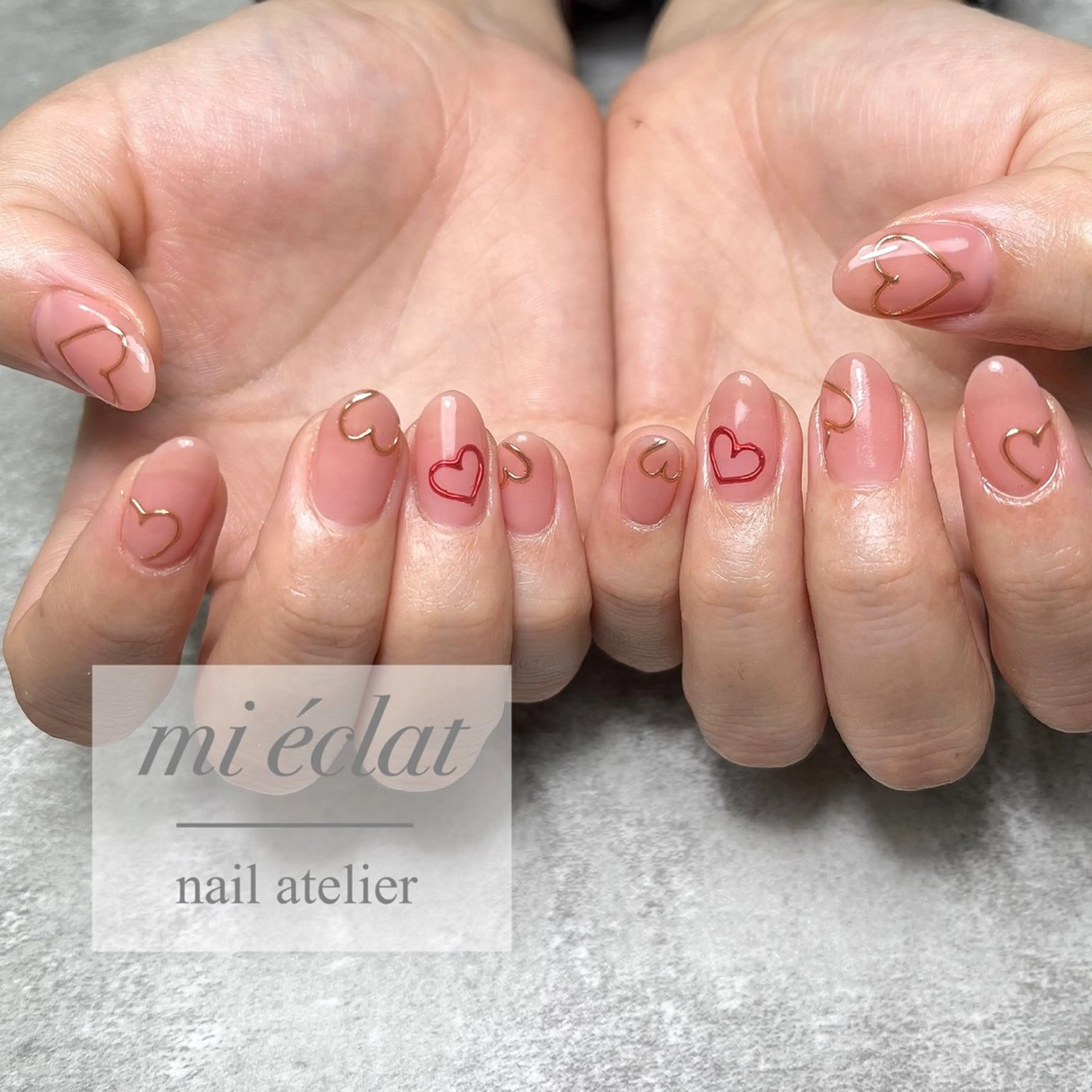 ネイル アートネイル バレンタイン ハンドネイル mi éclat ミ　エクラのネイルデザイン