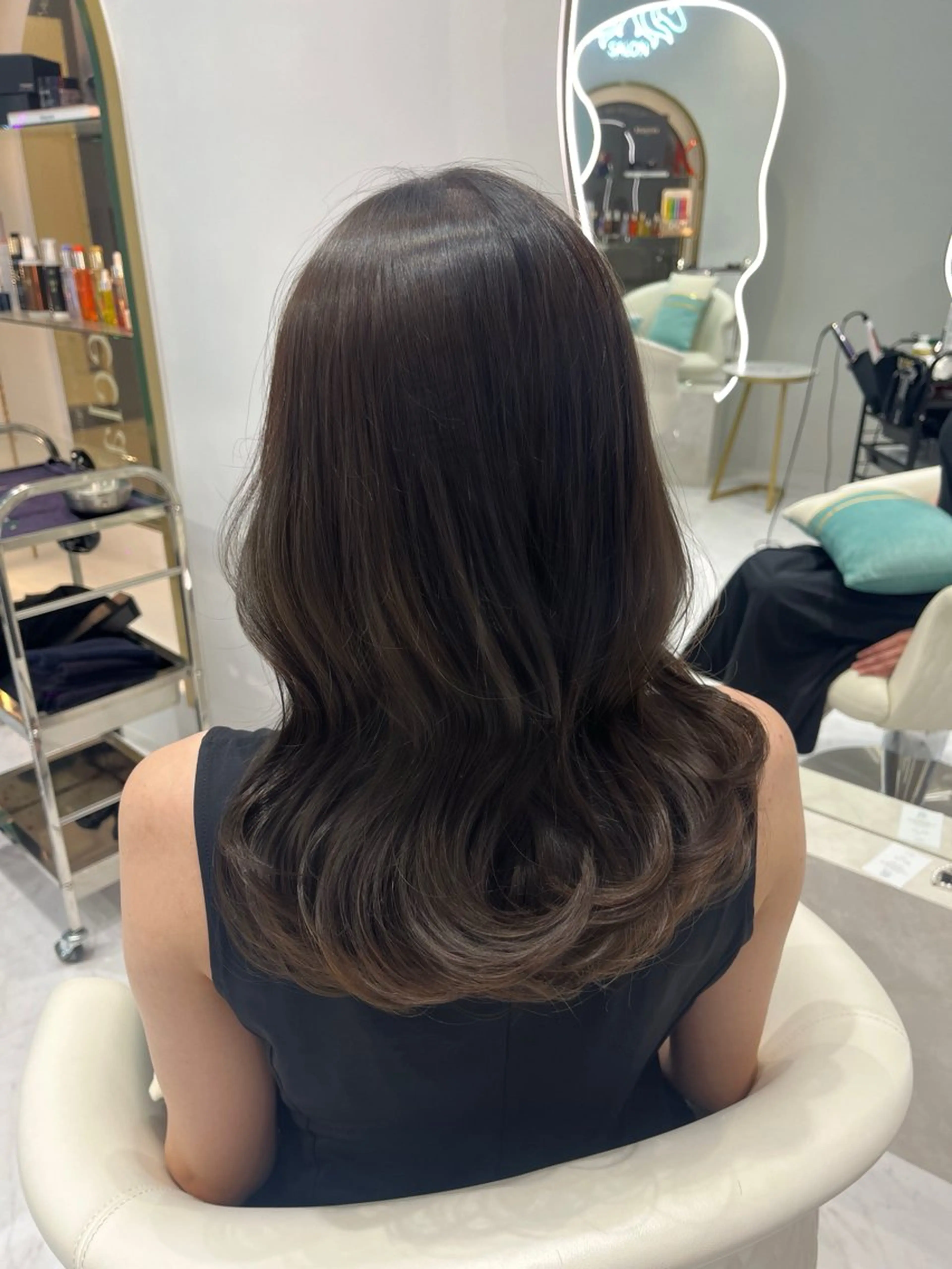 ミディアム カラー カット ヘアカラー トリートメント 名古屋/透明感カラー /韓国ヘア/高木梨帆のヘアスタイル