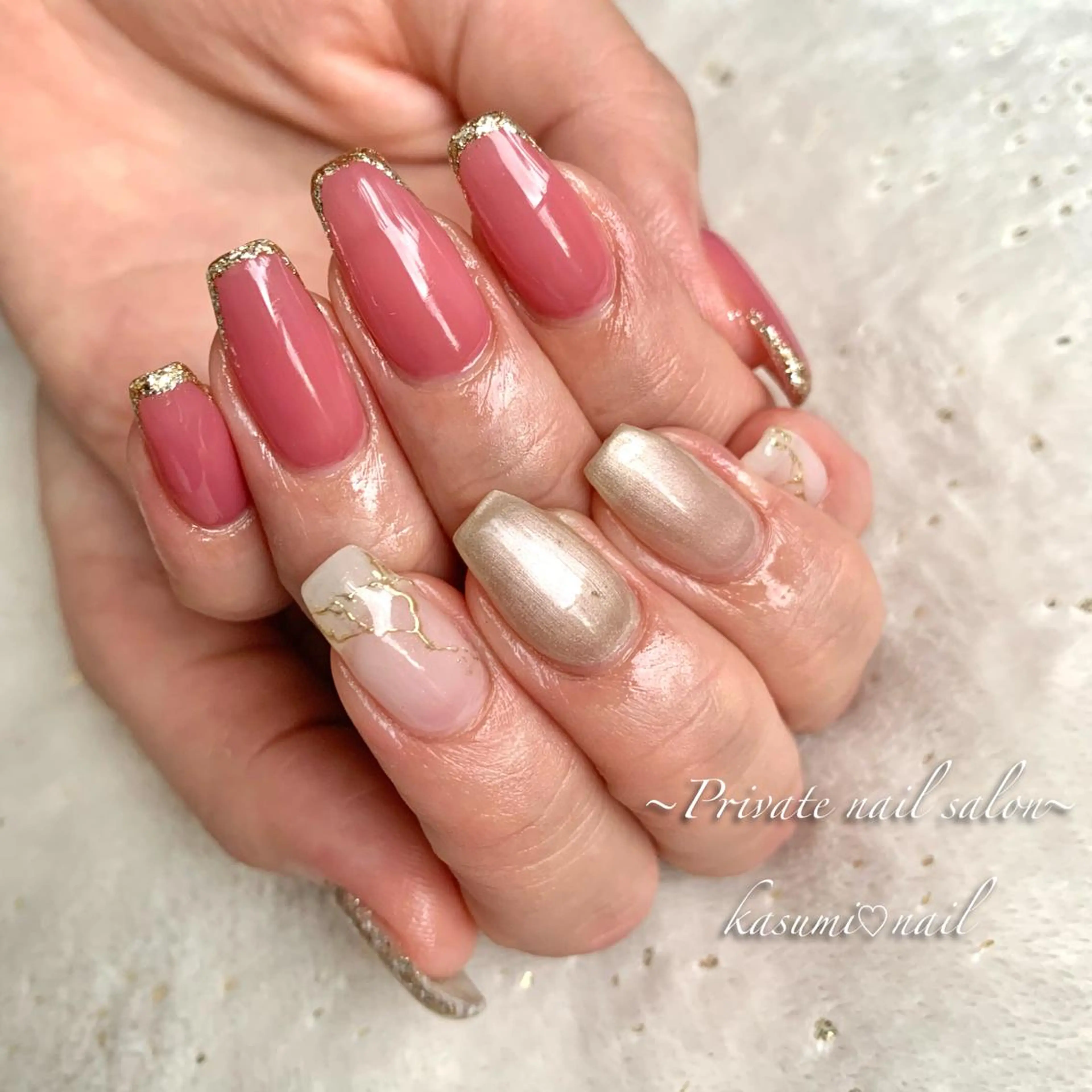 ネイル アートネイル ラメ(グリッター) マグネットネイル ミラーネイル 持ち込み KASUMI♡ Nailのネイルデザイン