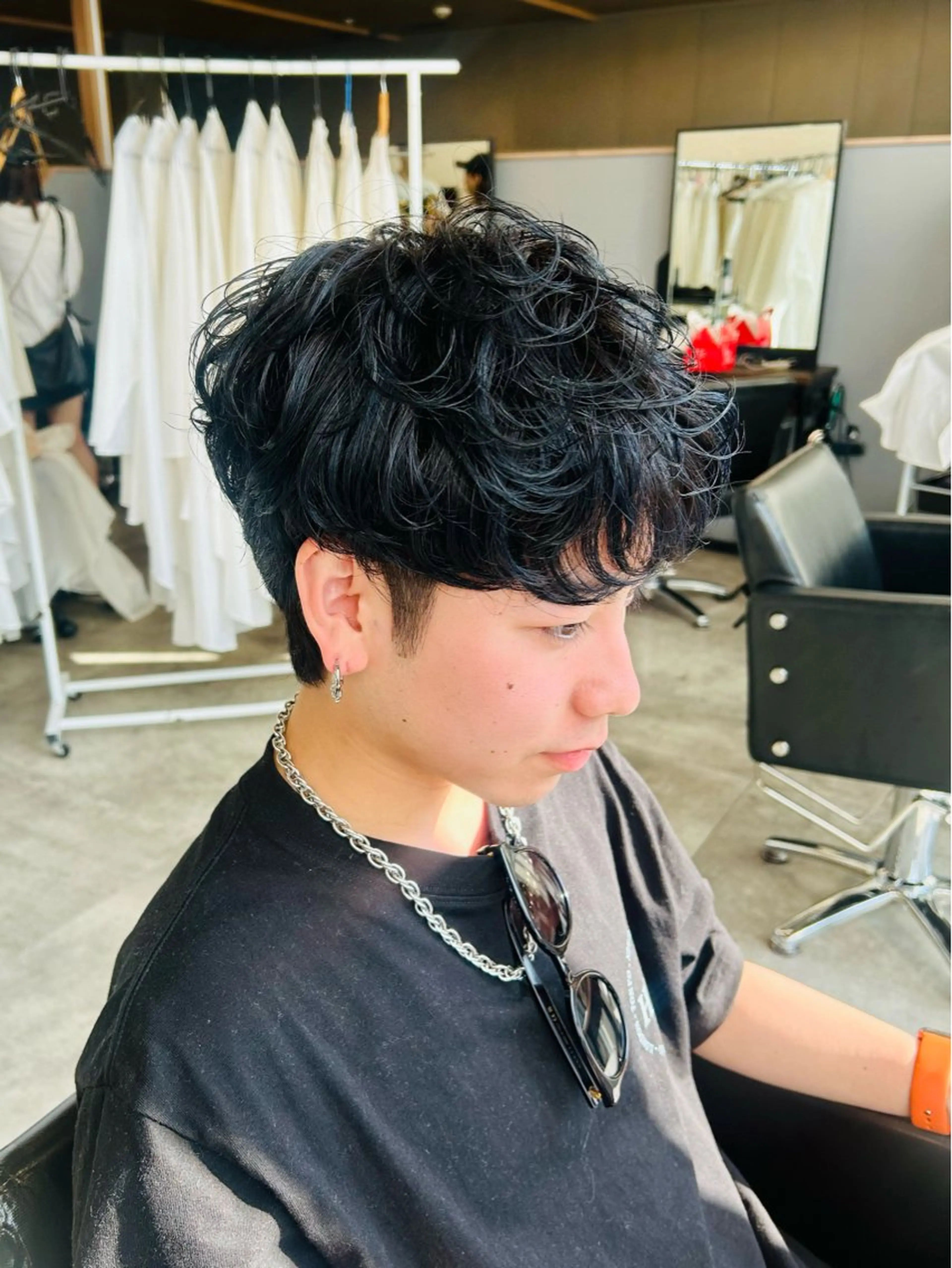 ミディアム カラー パーマ メンズ ヘアカラー 暖色/髪質改善 /メンズカット/優真のヘアスタイル