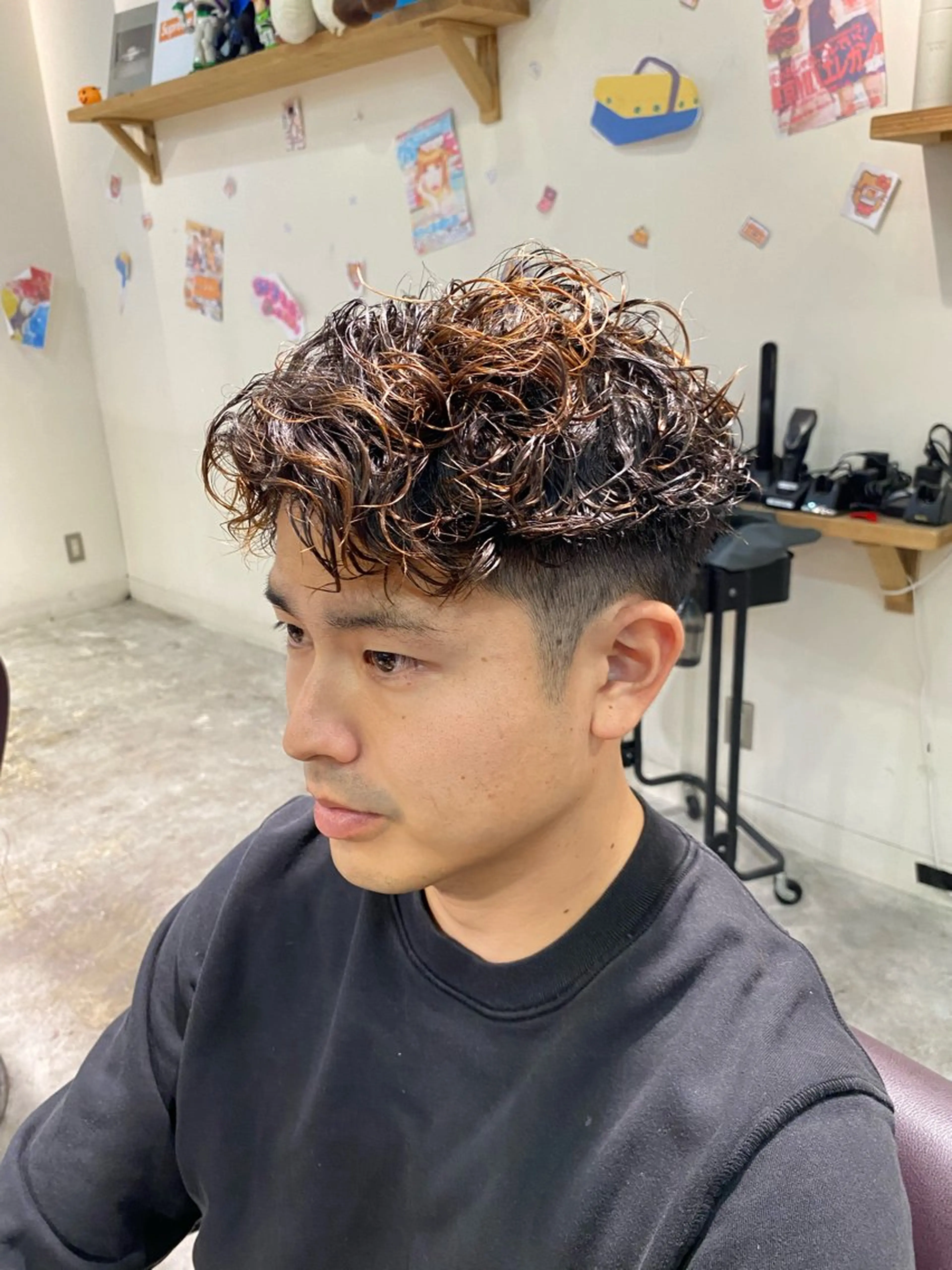 ショート パーマ メンズ パーマ特化/フェザー パーマシャドウ/真生のヘアスタイル