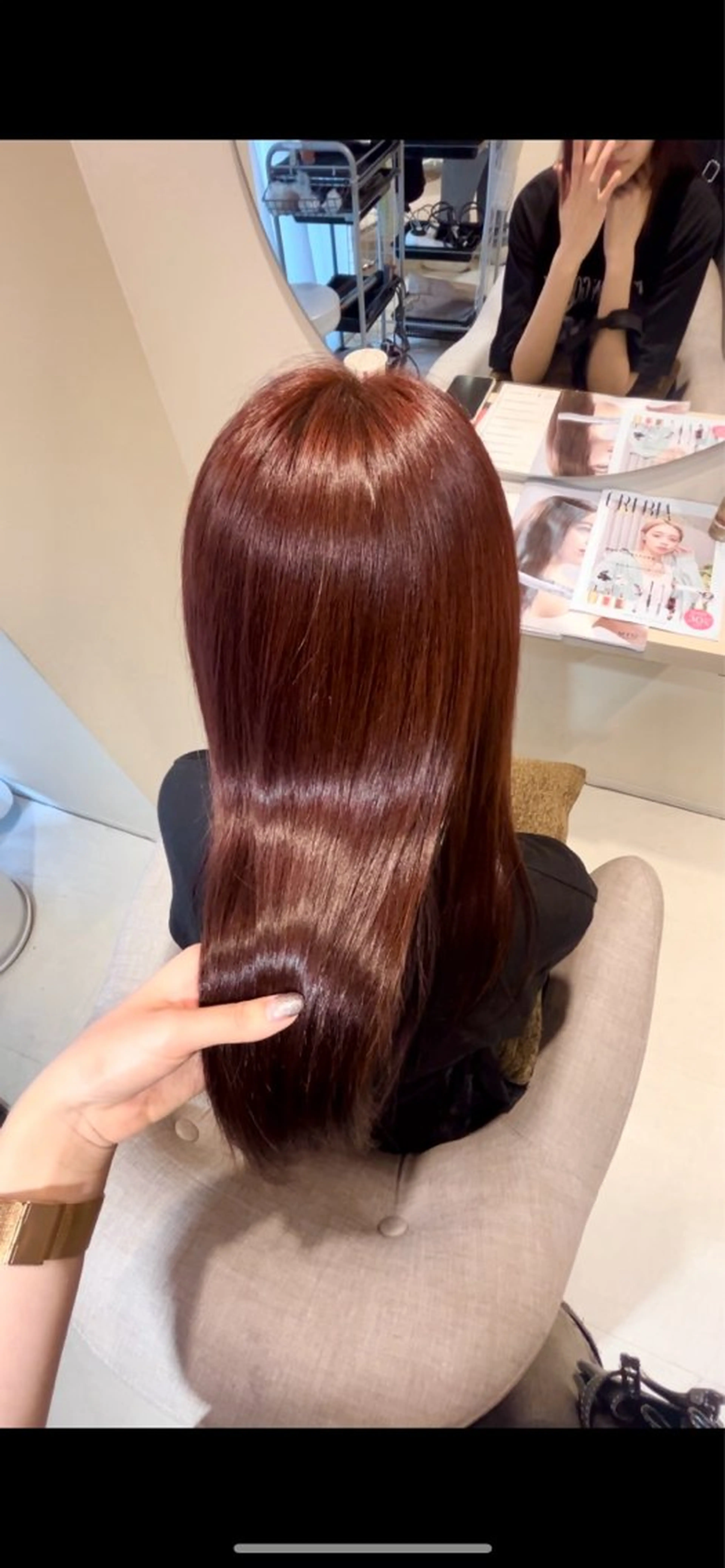 カラー カシス オレンジ 能地 菜々美のヘアスタイル