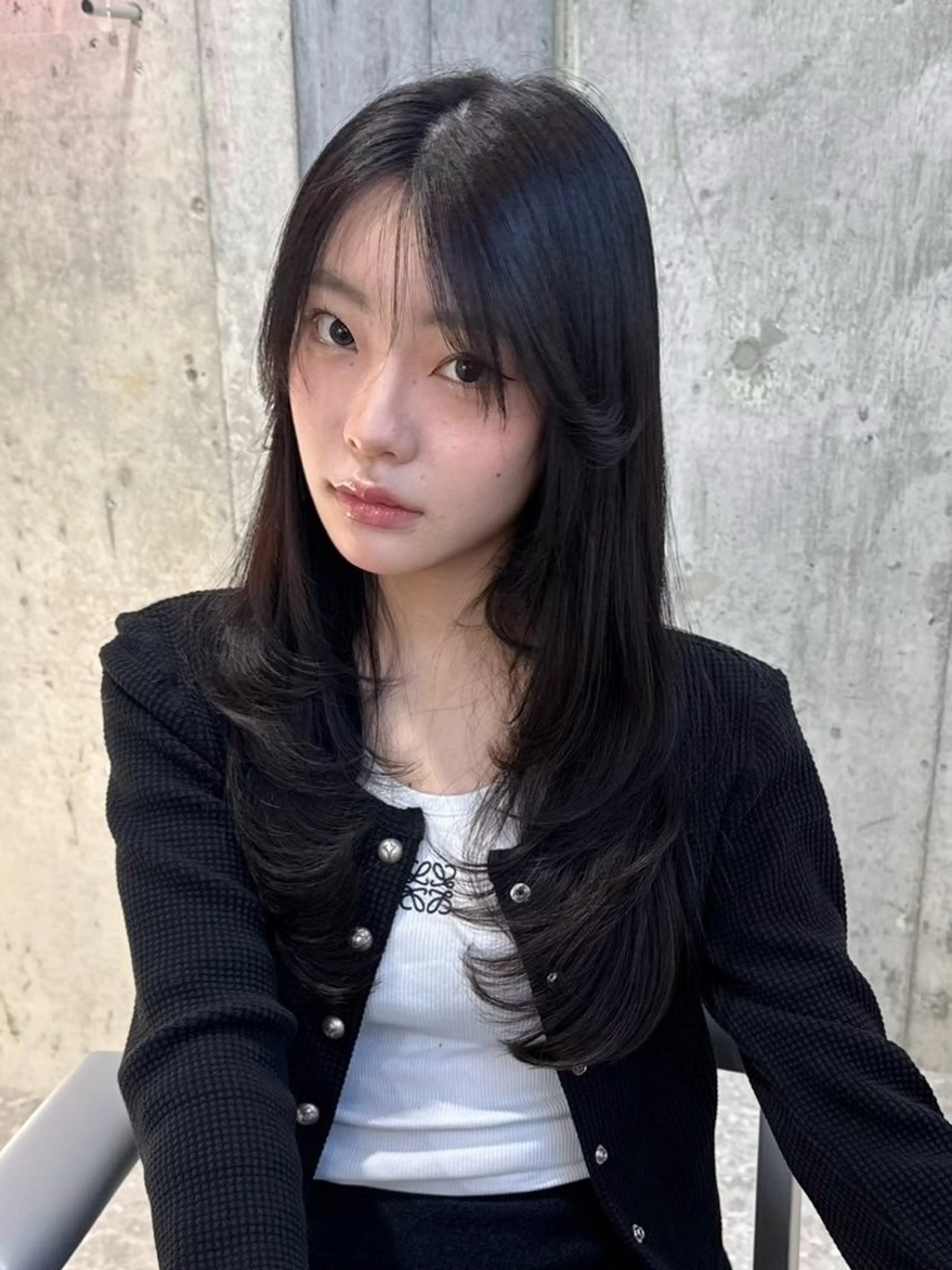 ロング カット 縮毛矯正 トリートメント Loom by Sea 新宿所属・🦋Kaede/艶/ レイヤー/ミディアムのヘアスタイル