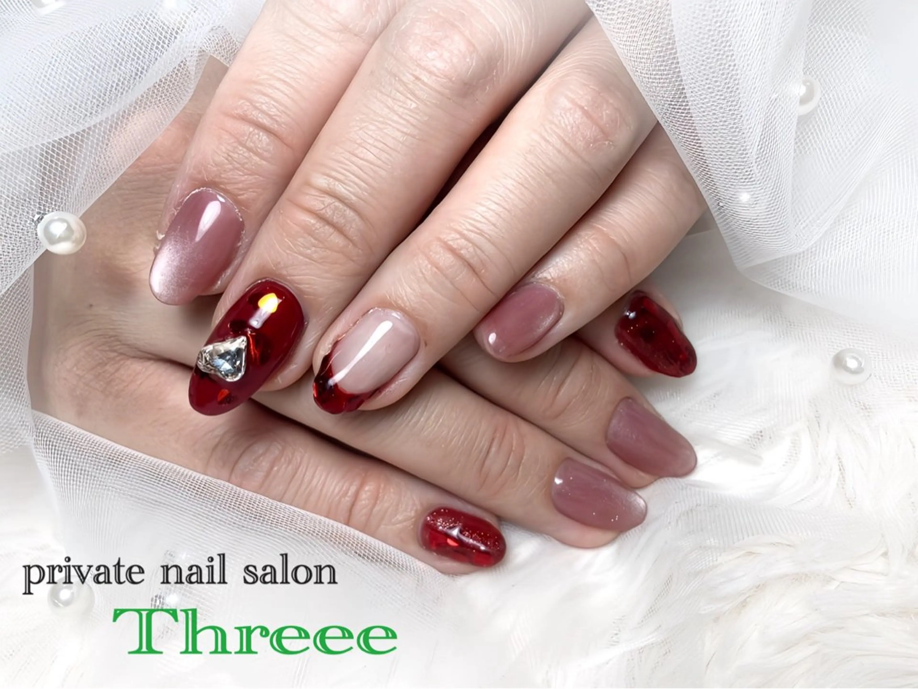 ネイル バレンタイン ハンドネイル Nail salon - Threee　-のネイルデザイン