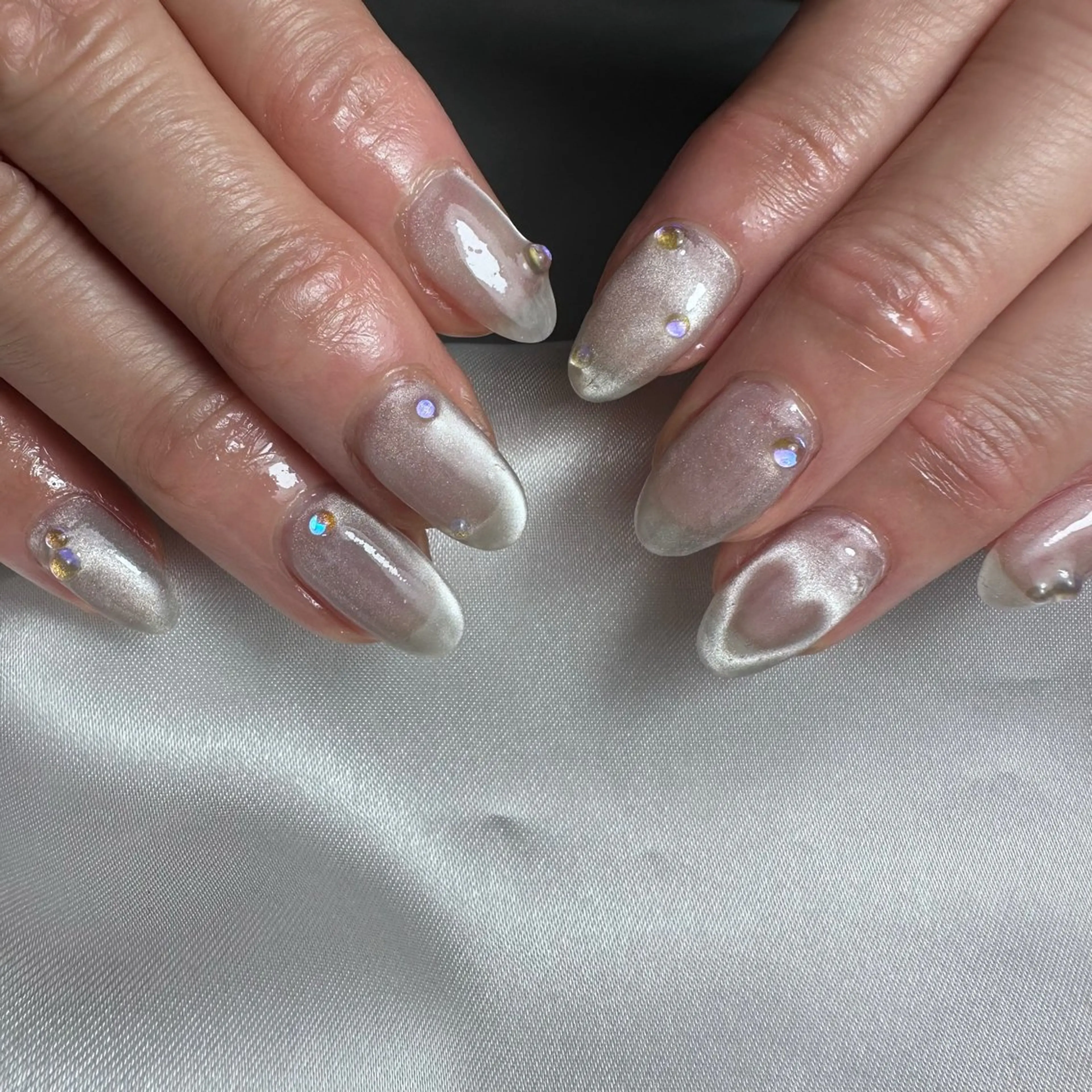 ネイル ハート マグネットネイル nail salon 凪のネイルデザイン