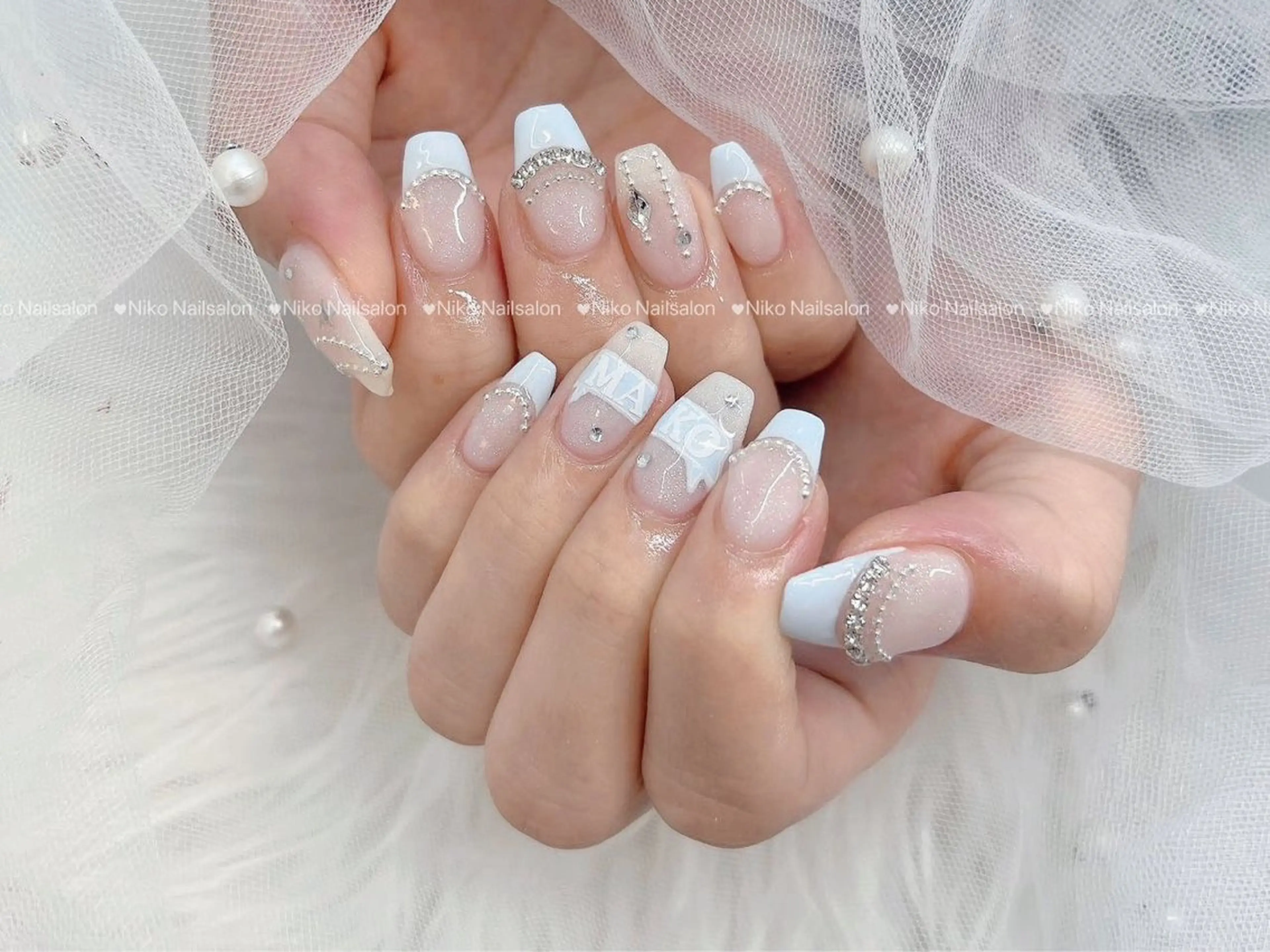 ネイル 長さ出し フットネイル フレンチネイル ジェルネイル 韓国ネイル Niko nailサロンのネイルデザイン