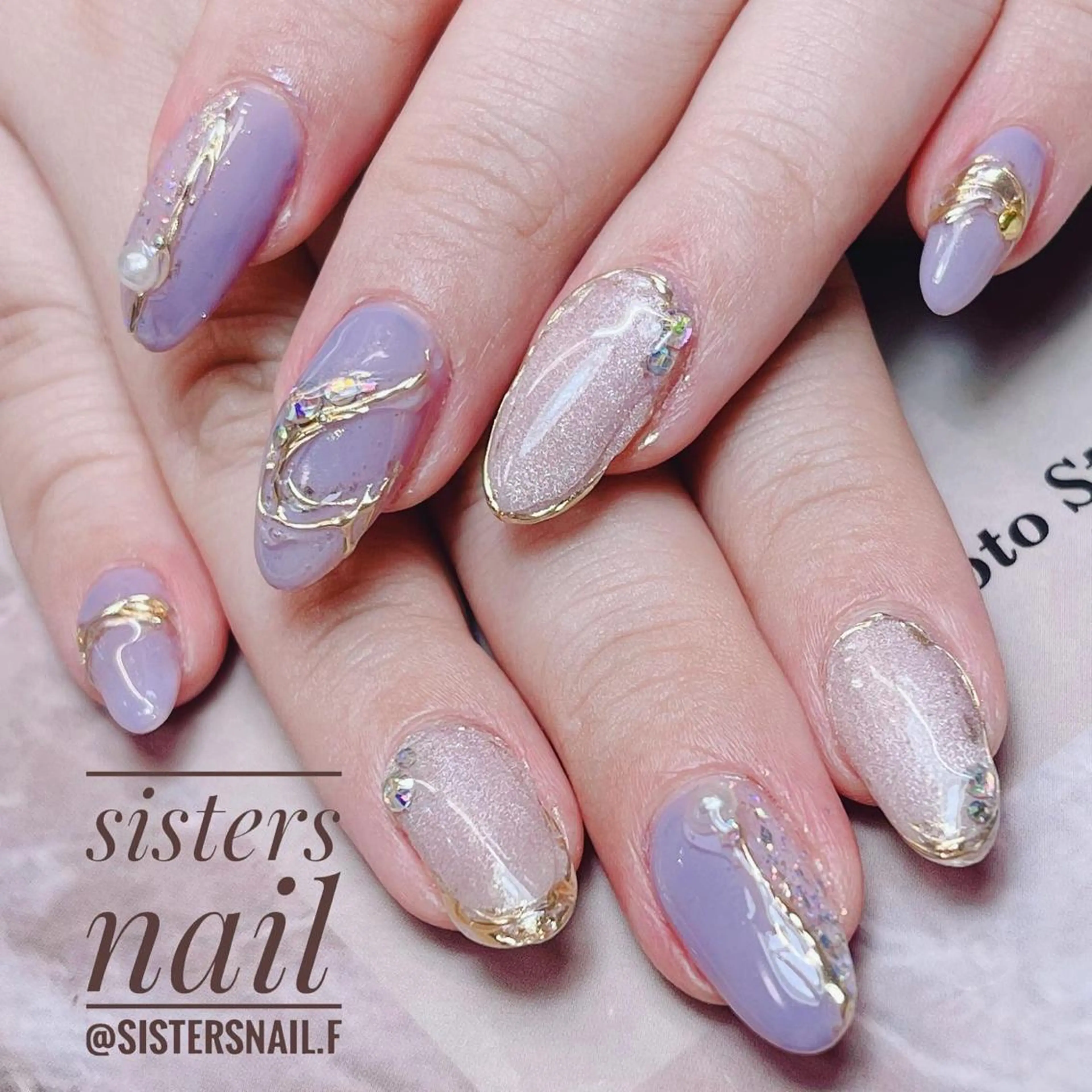 ネイル アートネイル キラキラネイル マグネットネイル オフィスネイル ピンク sisters nail.fのネイルデザイン
