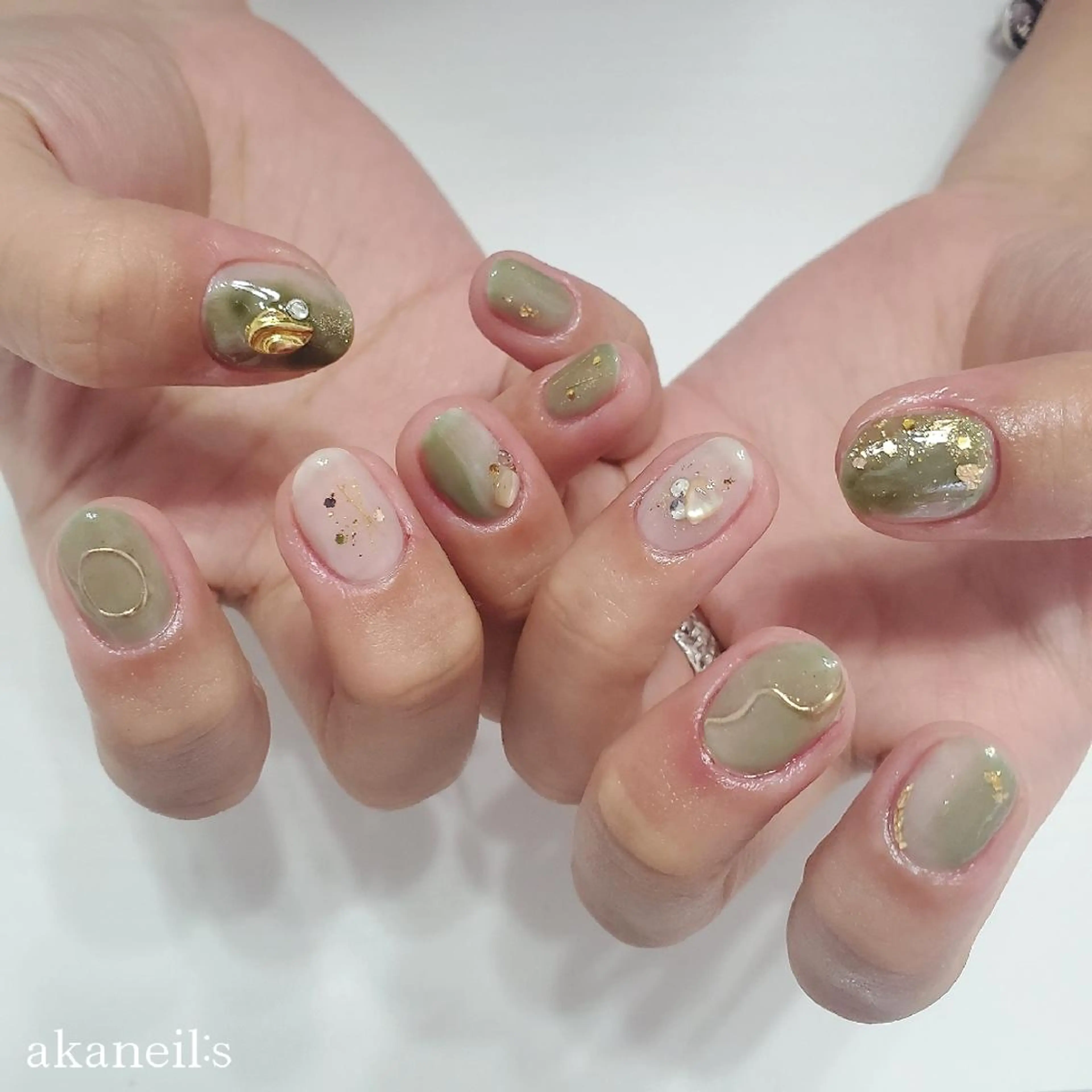 ネイル グリーン 【akaneils】 アカネのネイルデザイン