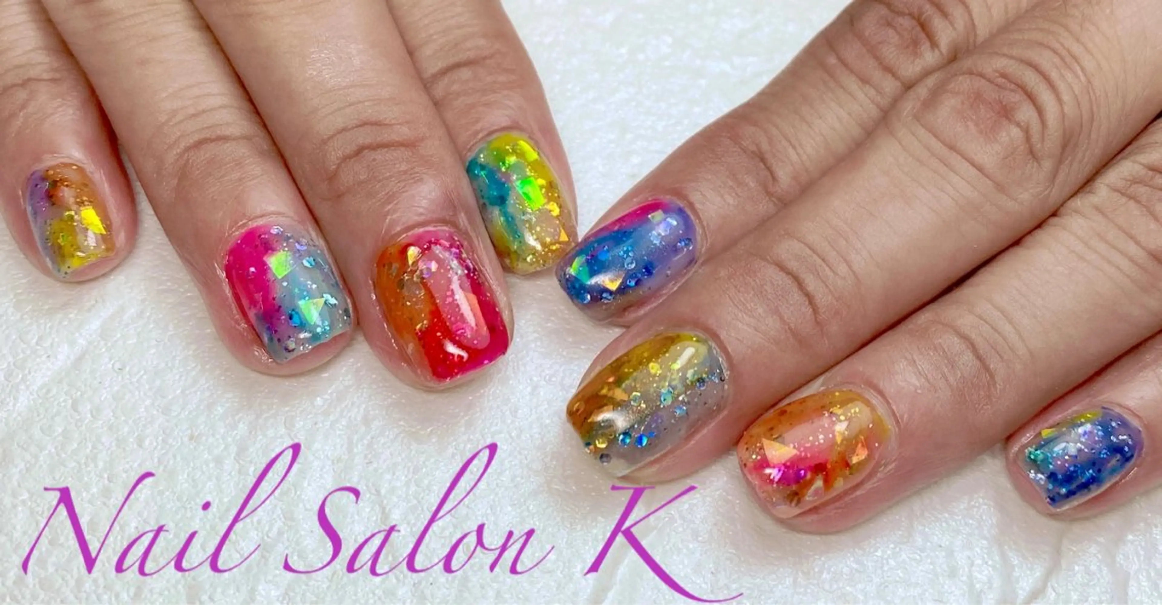 ネイル オーロラネイル ホログラムネイル ハンドネイル Nail Salon K 🧸美爪育成のネイルデザイン