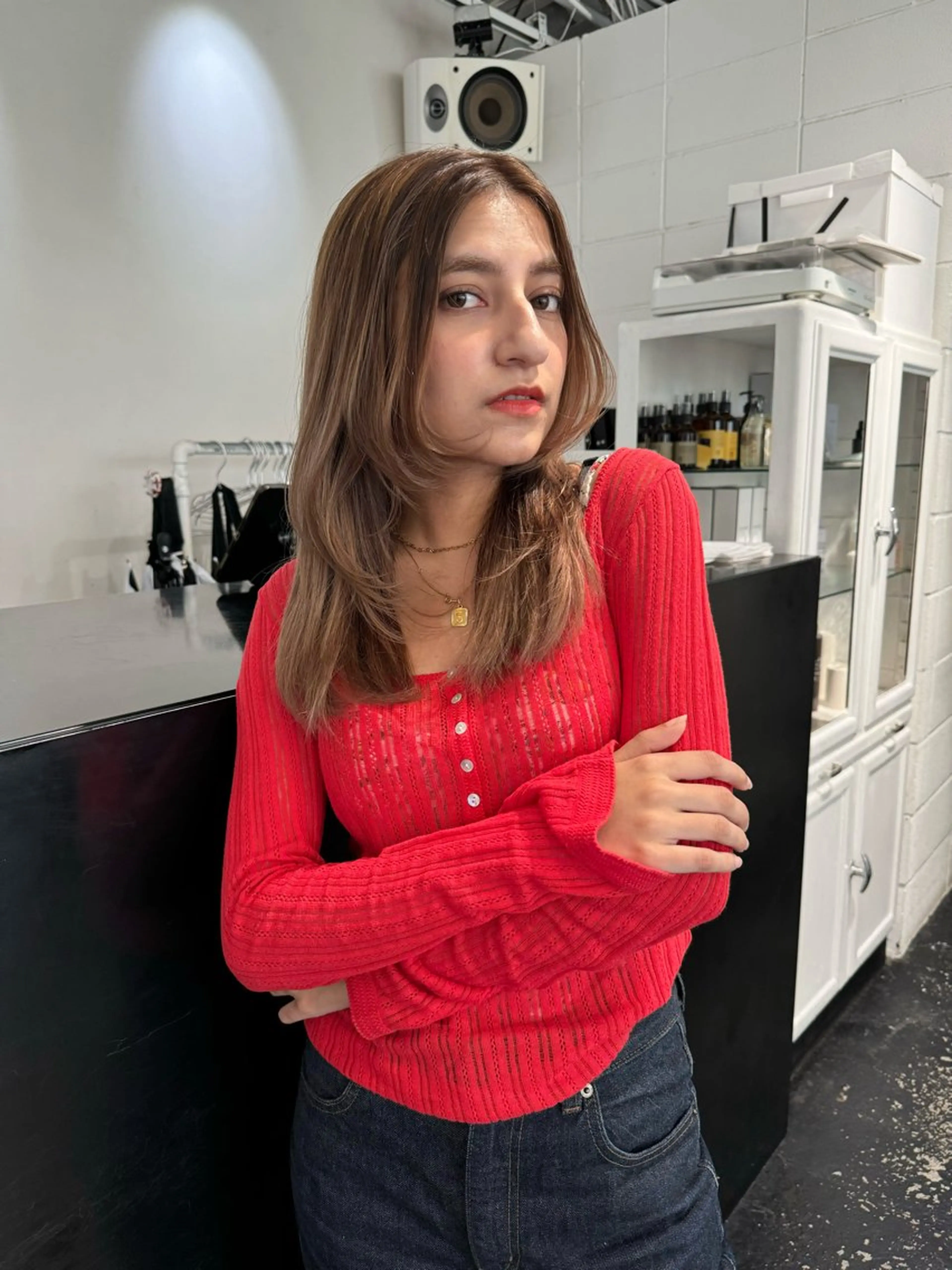 セミロング カラー ヘアアレンジ ベージュカラー ブリーチ グラデーションカラー ミルクティーベージュ 艶ハイトーン/ヘア アレンジAYAKAのヘアスタイル