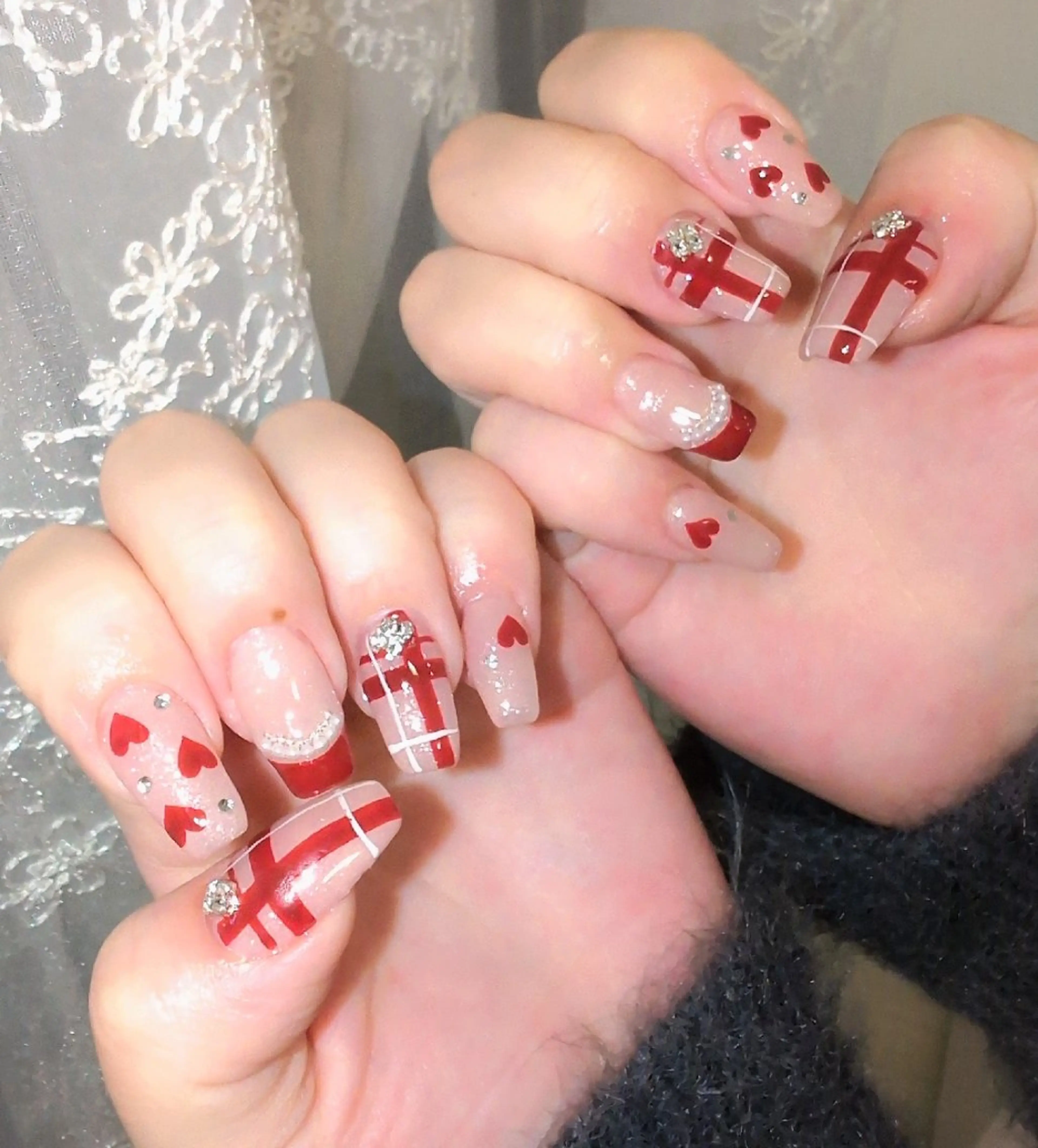 ネイル 長さ出し ジェルネイル 韓国ネイル マグネットネイル ニュアンスネイル ハンドネイル I LOVE ME  NAIL.｡.:*♡のネイルデザイン