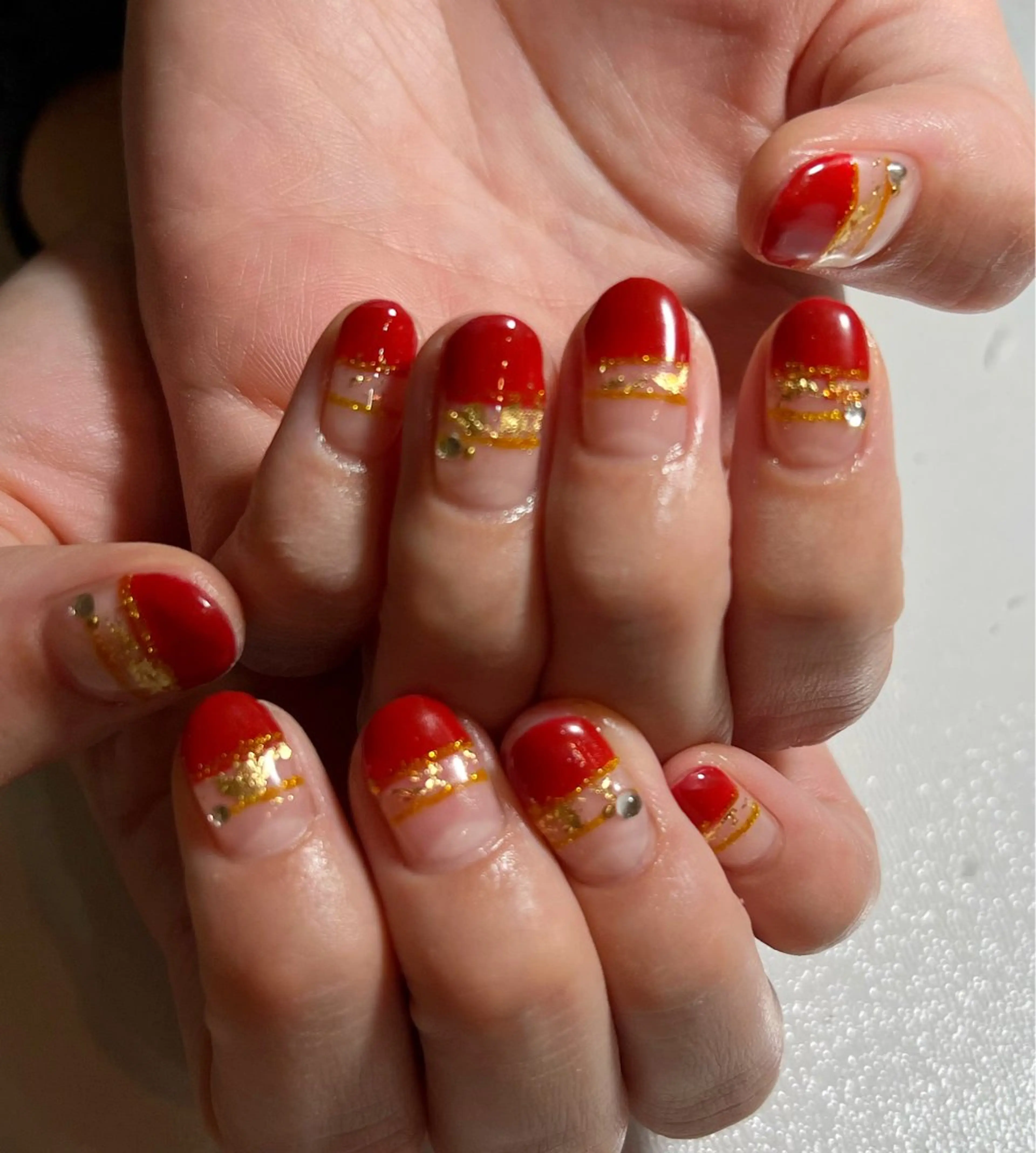 ネイル フレンチネイル 赤色 ハンドネイル private salon mieのネイルデザイン