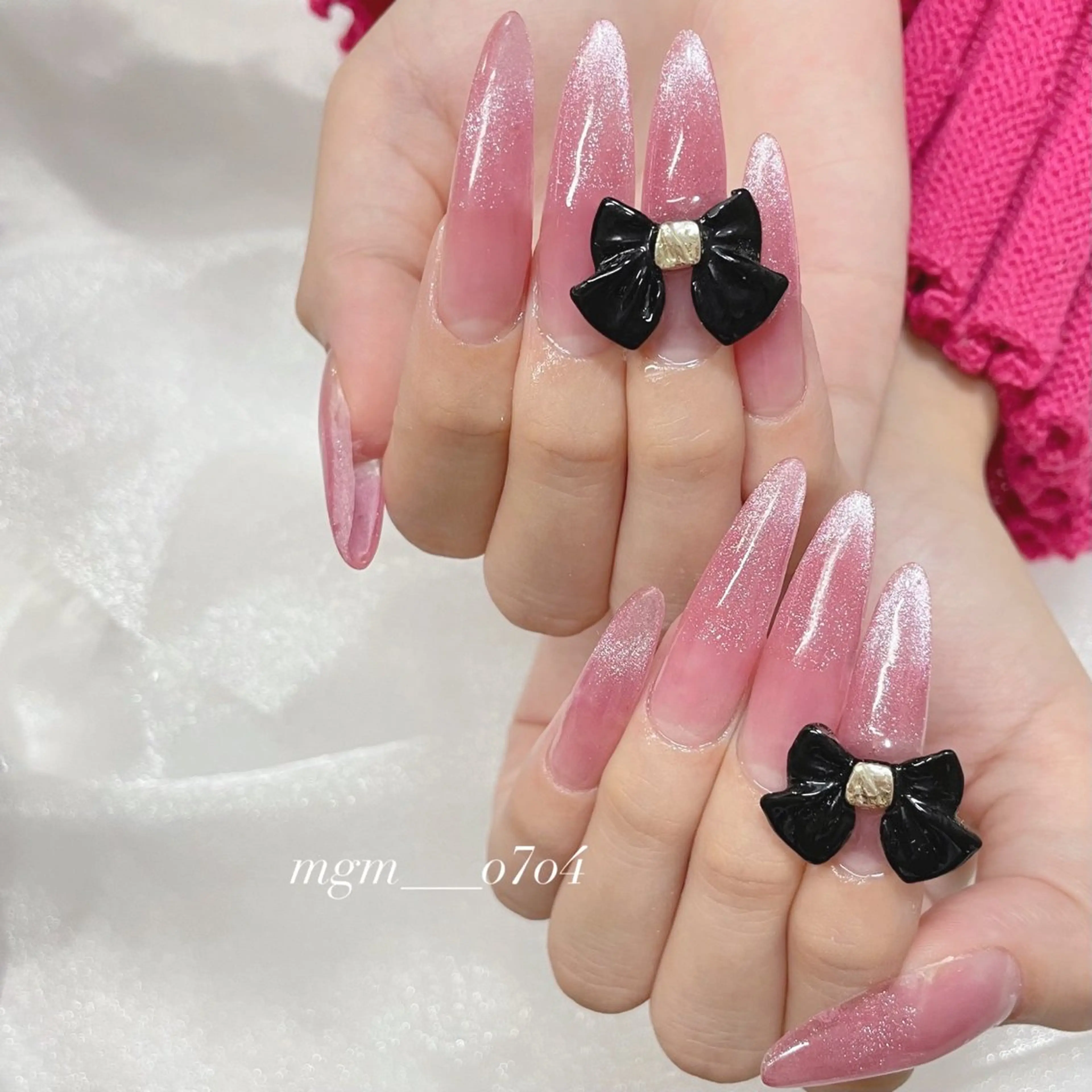 ネイル マグネットネイル リボン スカルプネイル MoON...❤︎ MeGuのネイルデザイン