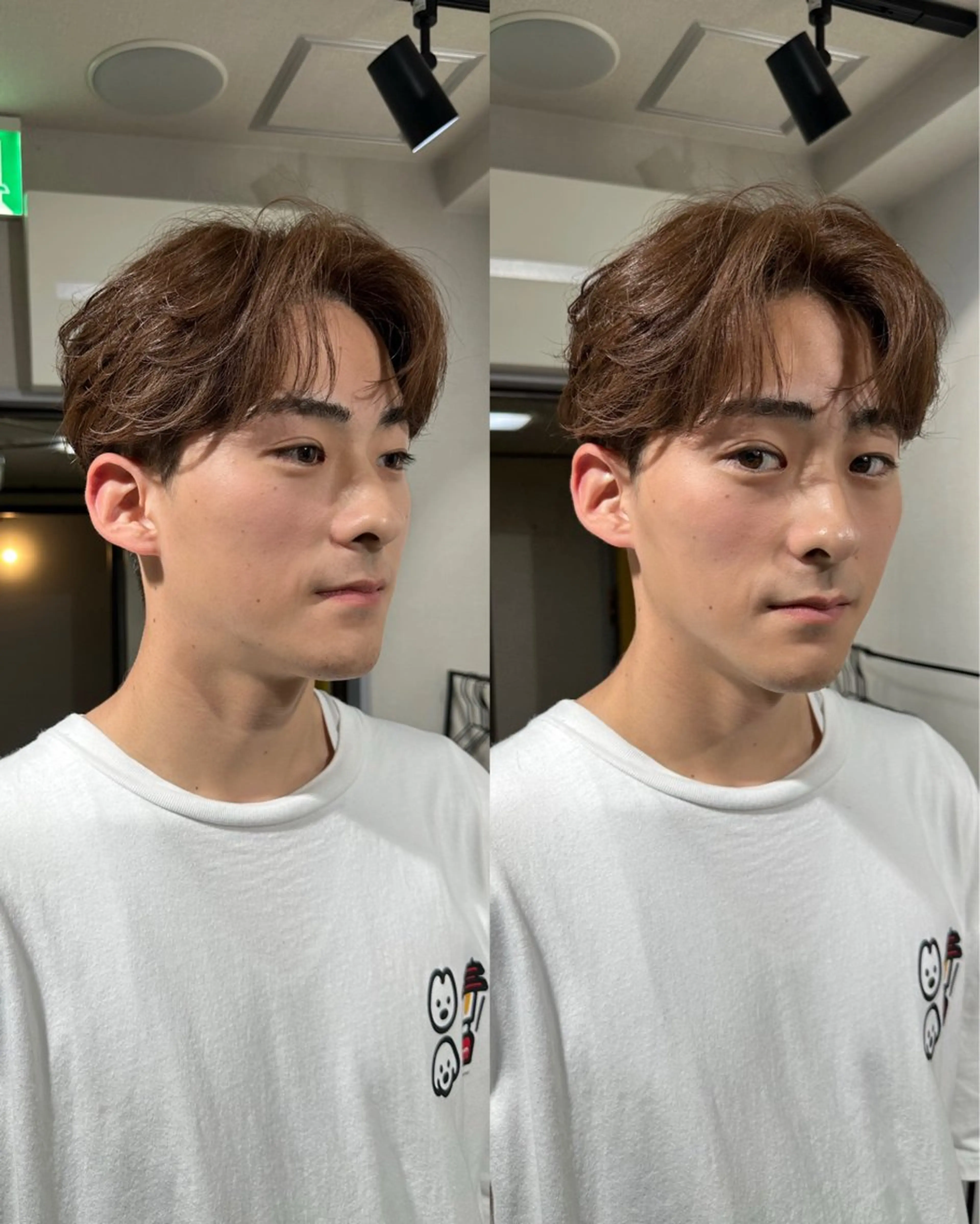 ミディアム カラー メンズ センターパート カット ヘアカラー SALOWIN 原宿 iori所属・🌟原宿指名No.1 センターパート⭐️のヘアスタイル