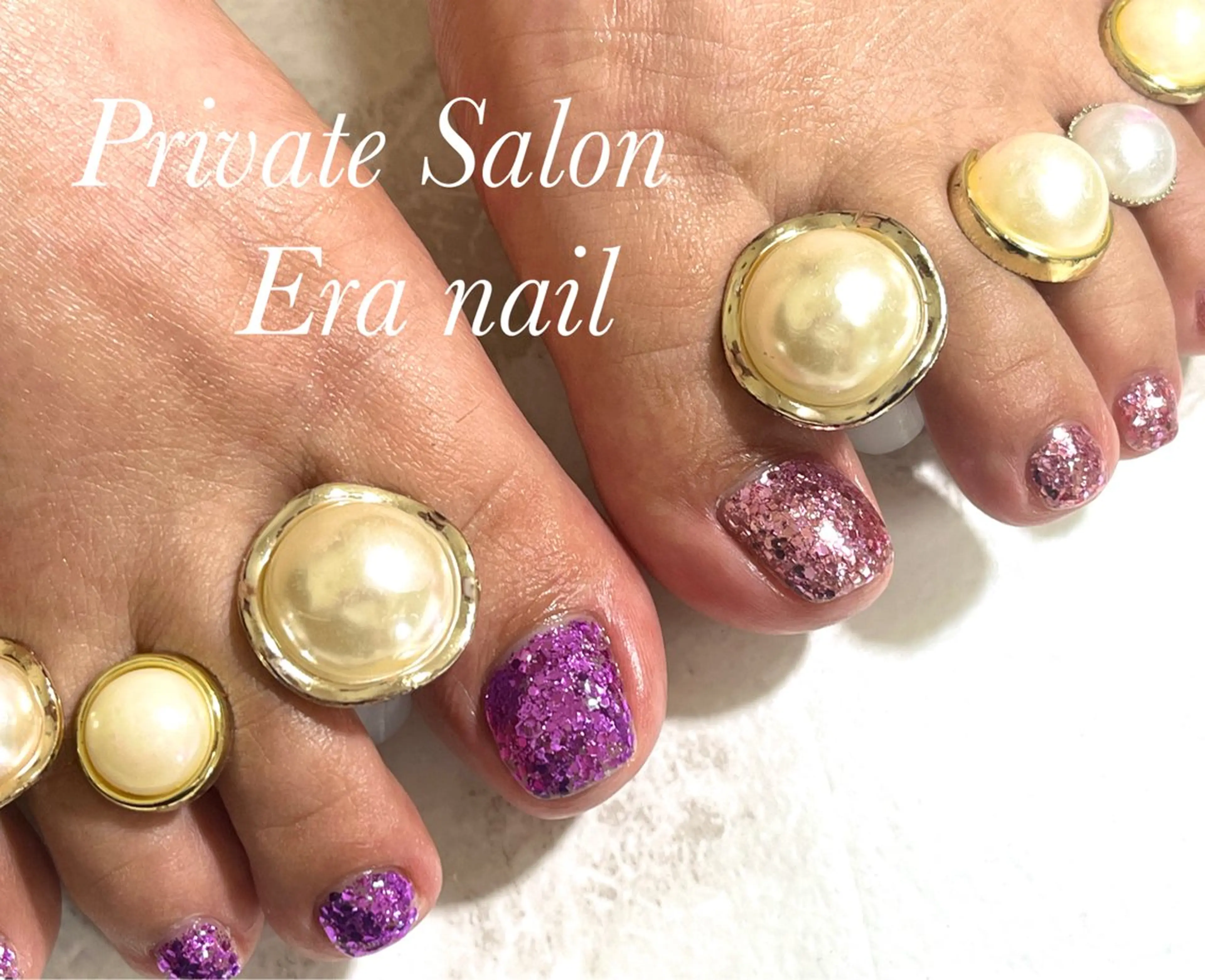 ネイル フットネイル ラメ(グリッター) ワンカラーネイル フットネイル Era nailのネイルデザイン