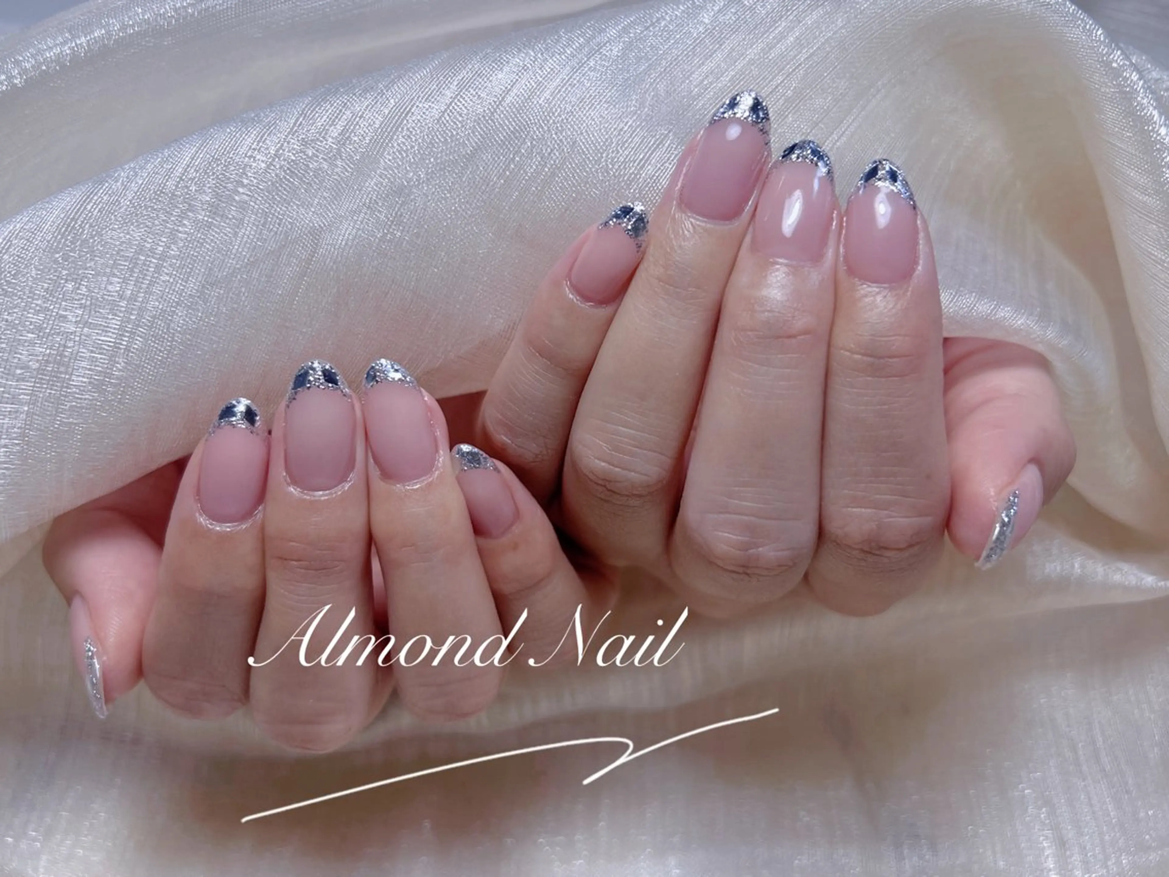 ネイル 長さ出し フラッシュネイル フットネイル フレンチネイル ジェルネイル ハンドネイル Almond Nail 亀戸のネイルデザイン