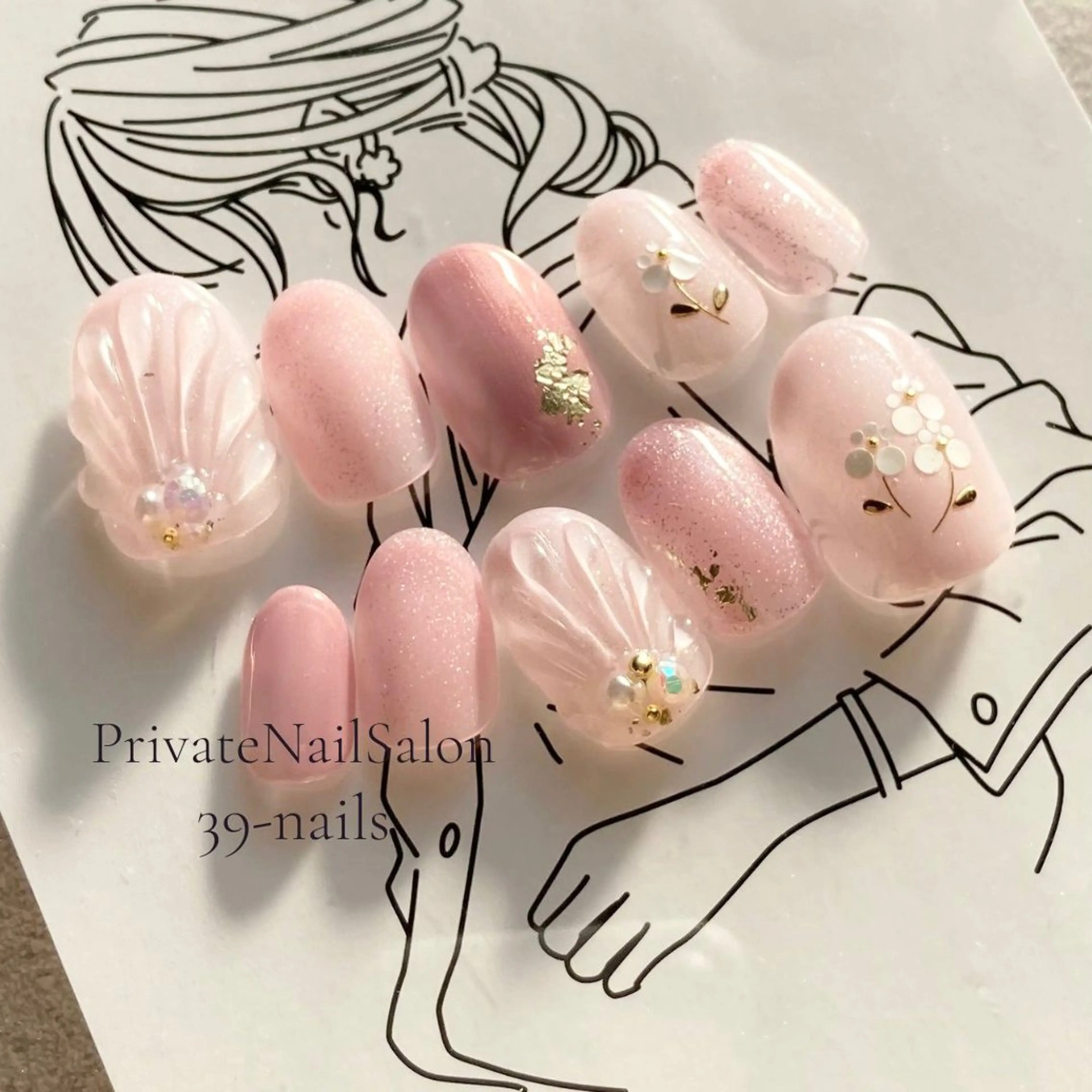 ネイル 成人式 ジェルネイル パラジェル ぷっくりネイル ブライダルネイル 39-nails EharaMikuのネイルデザイン