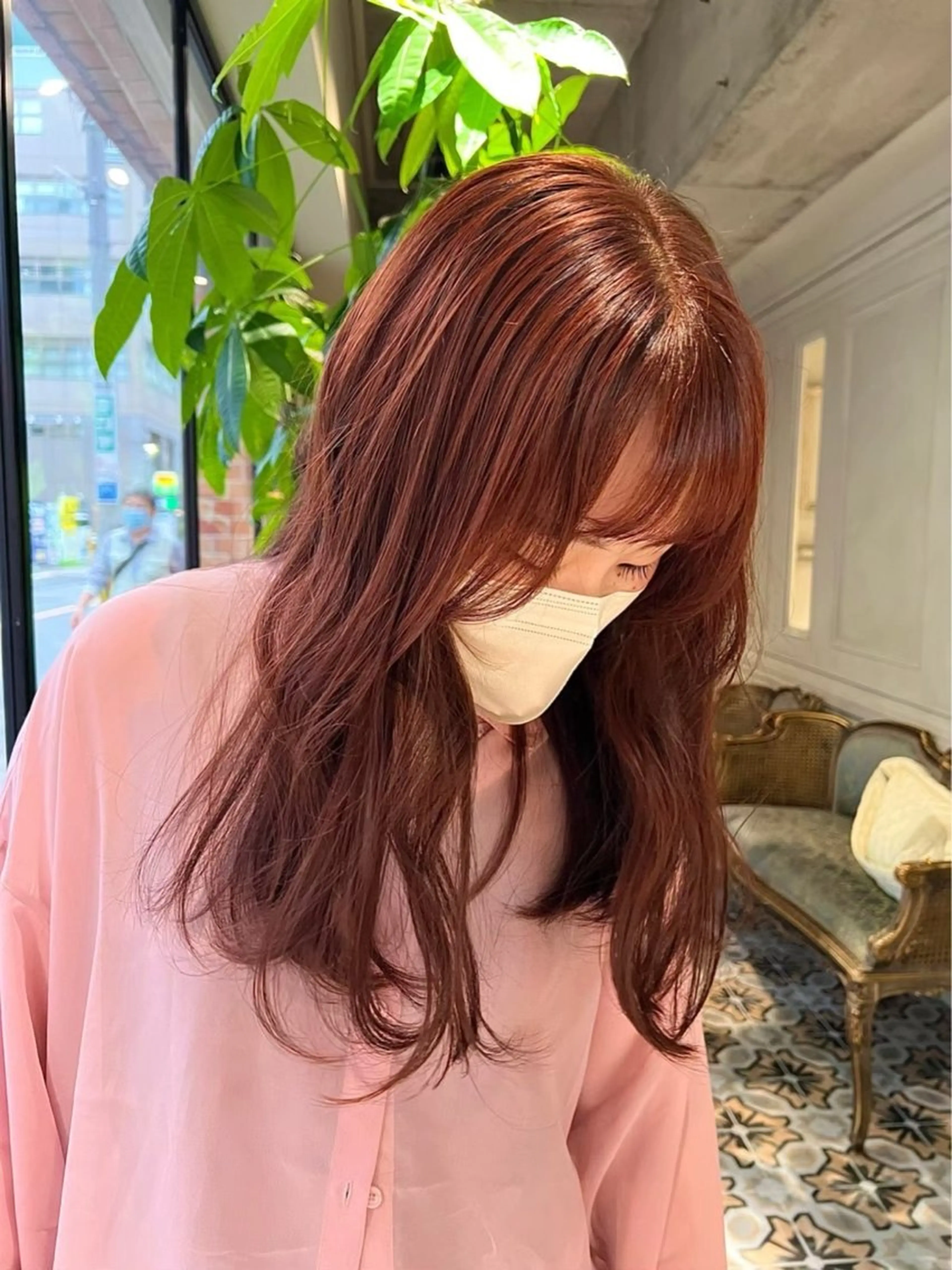 ロング カラー ブラウンカラー ピンクカラー ピンクブラウン み うのヘアスタイル