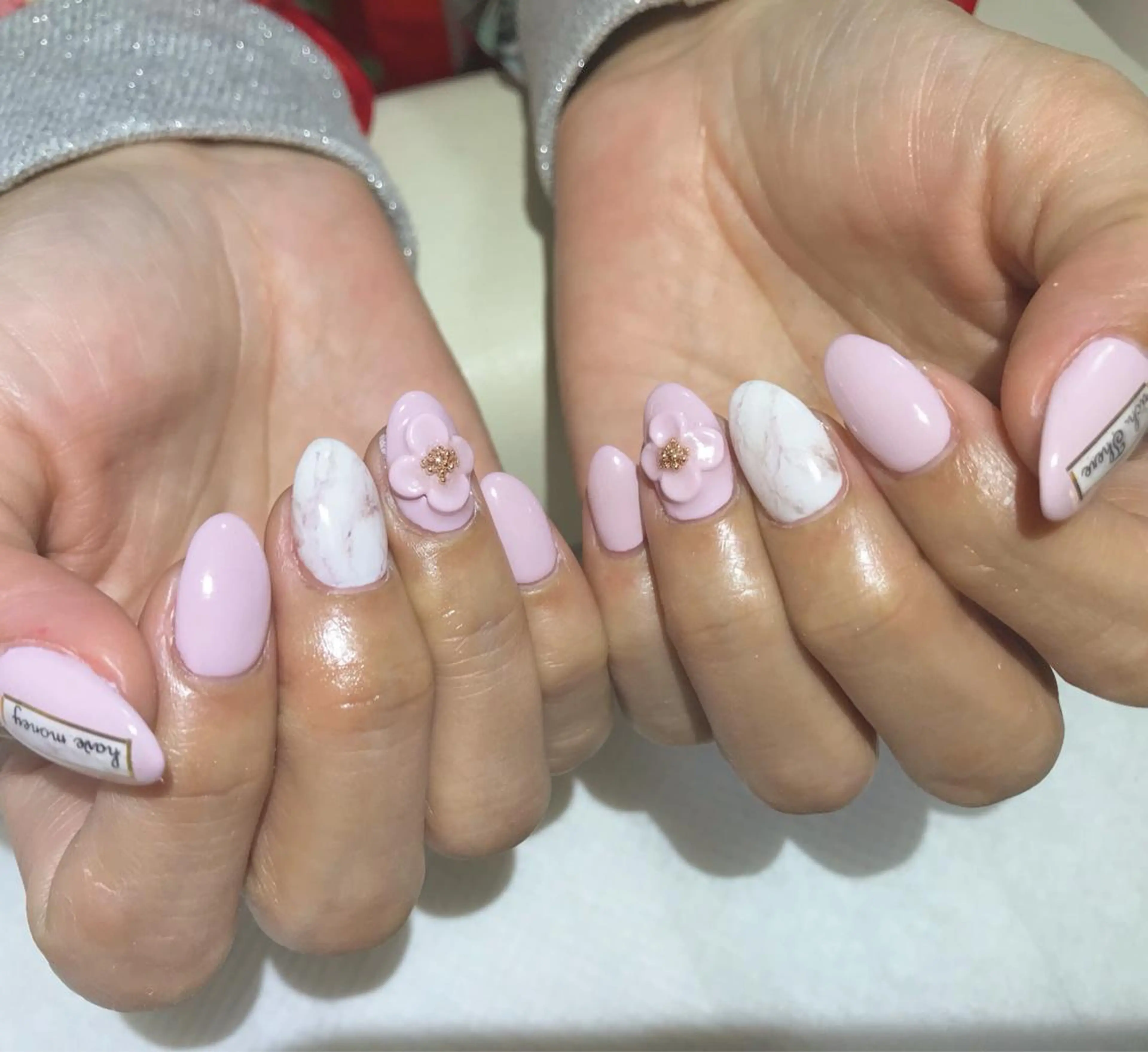 ネイル フットネイル 大理石ネイル(マーブル) ピンク シンプルネイル 春ネイル ネイル フフラ所属・nail fufla ♡yamane♡のネイルデザイン