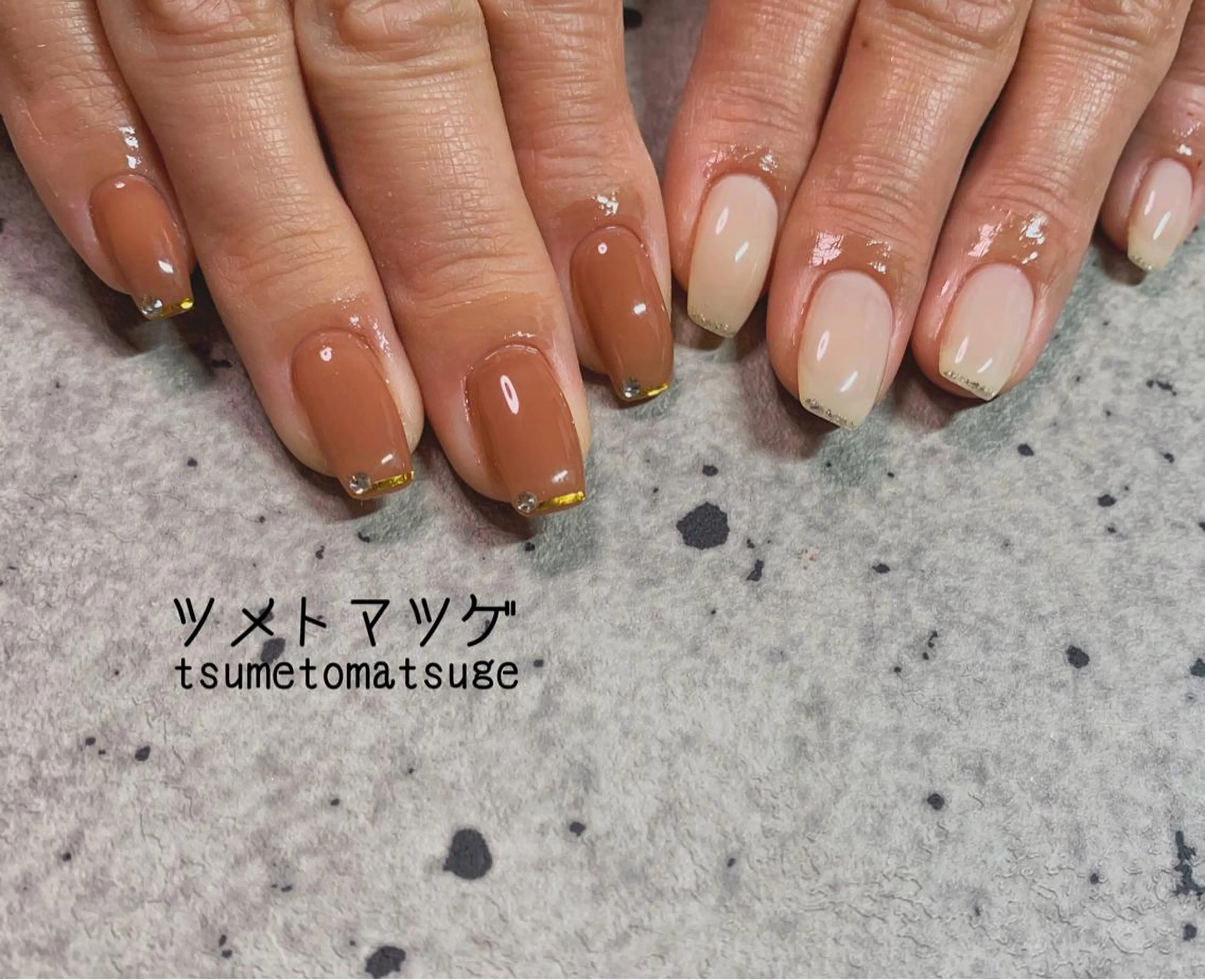 セミロング ネイル アートネイル ハンドネイル ツメトマツゲ .のネイルデザイン