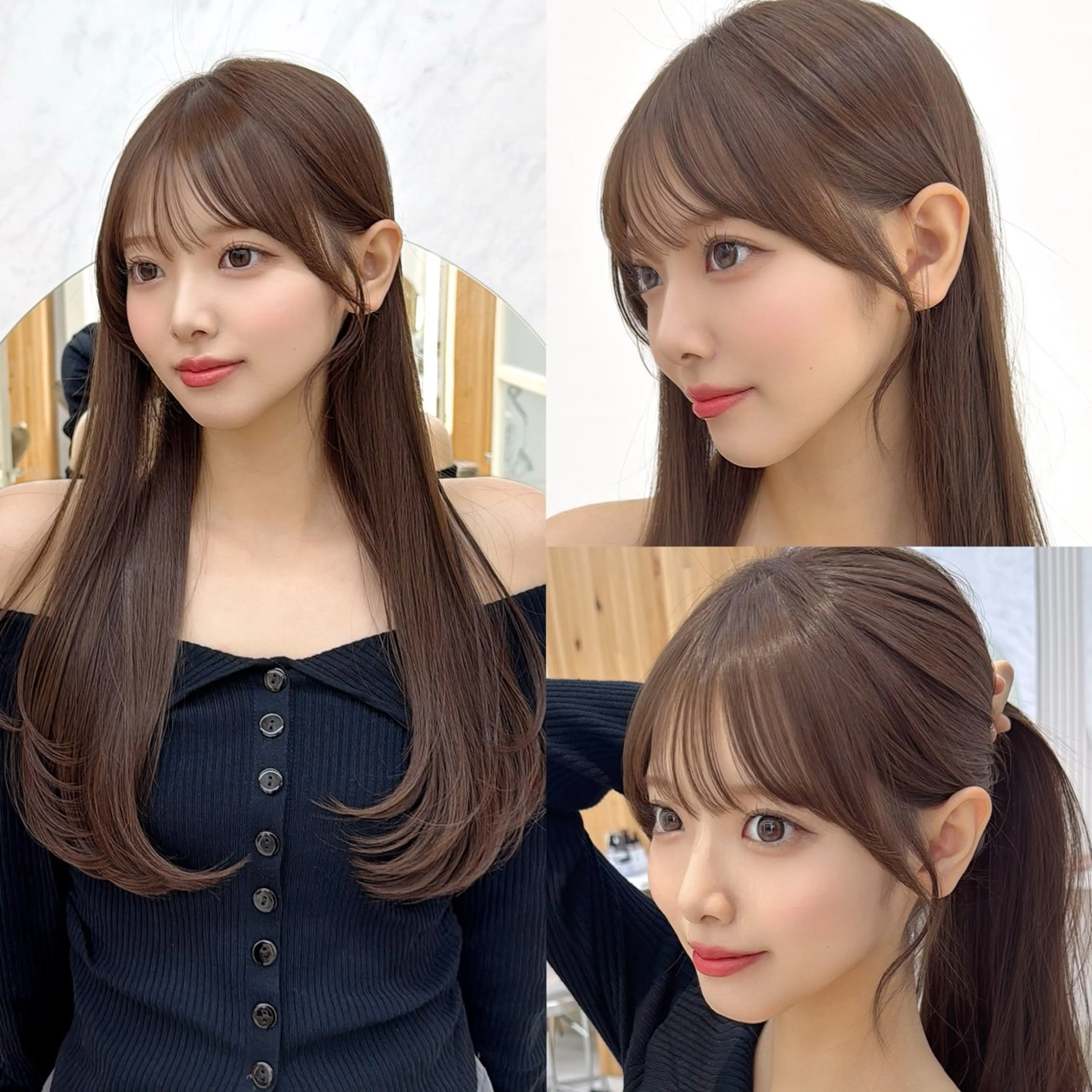 セミロング レイヤーカット/ 顔まわり/アオイのヘアスタイル