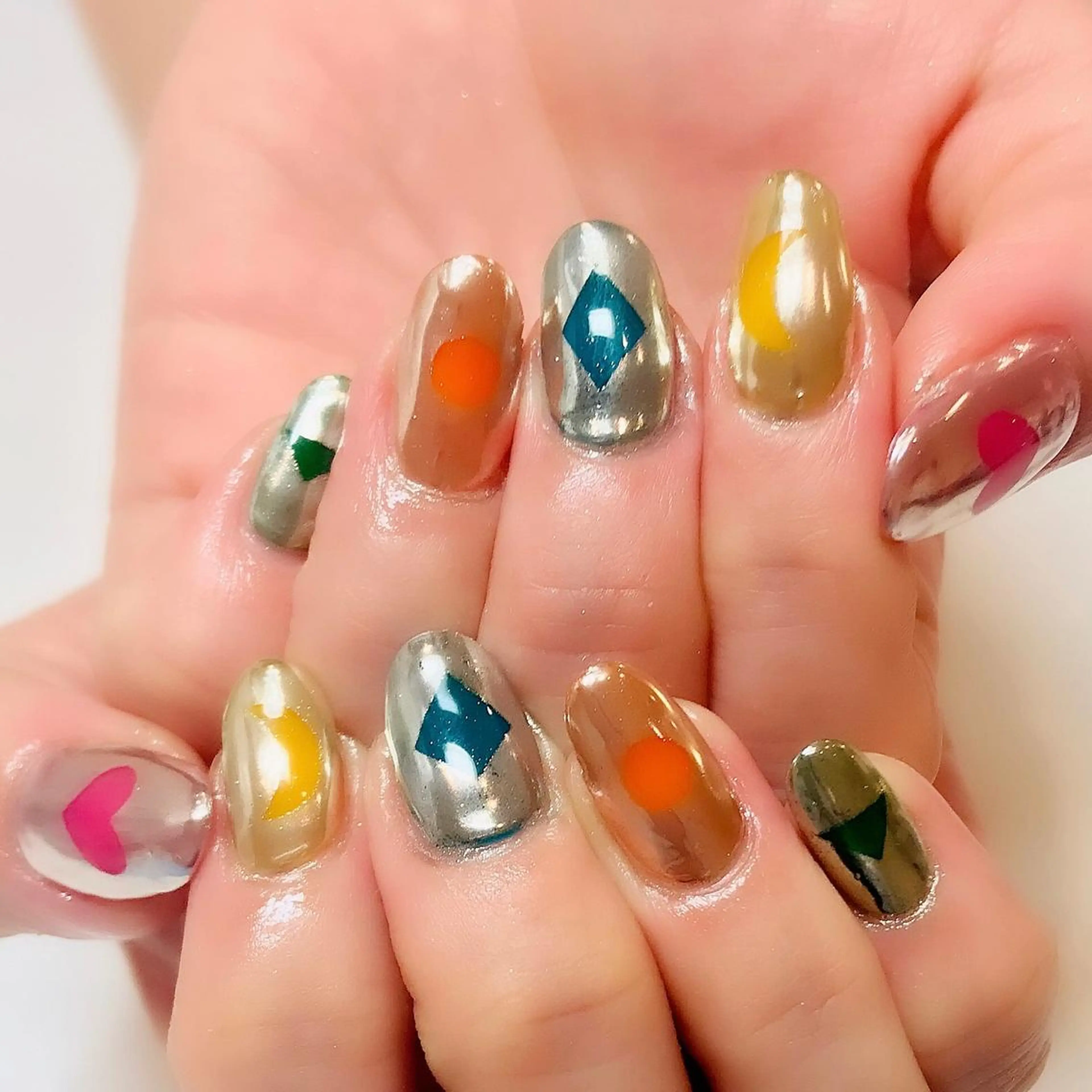 ネイル クリアネイル ミラーネイル Yukako. Nのネイルデザイン