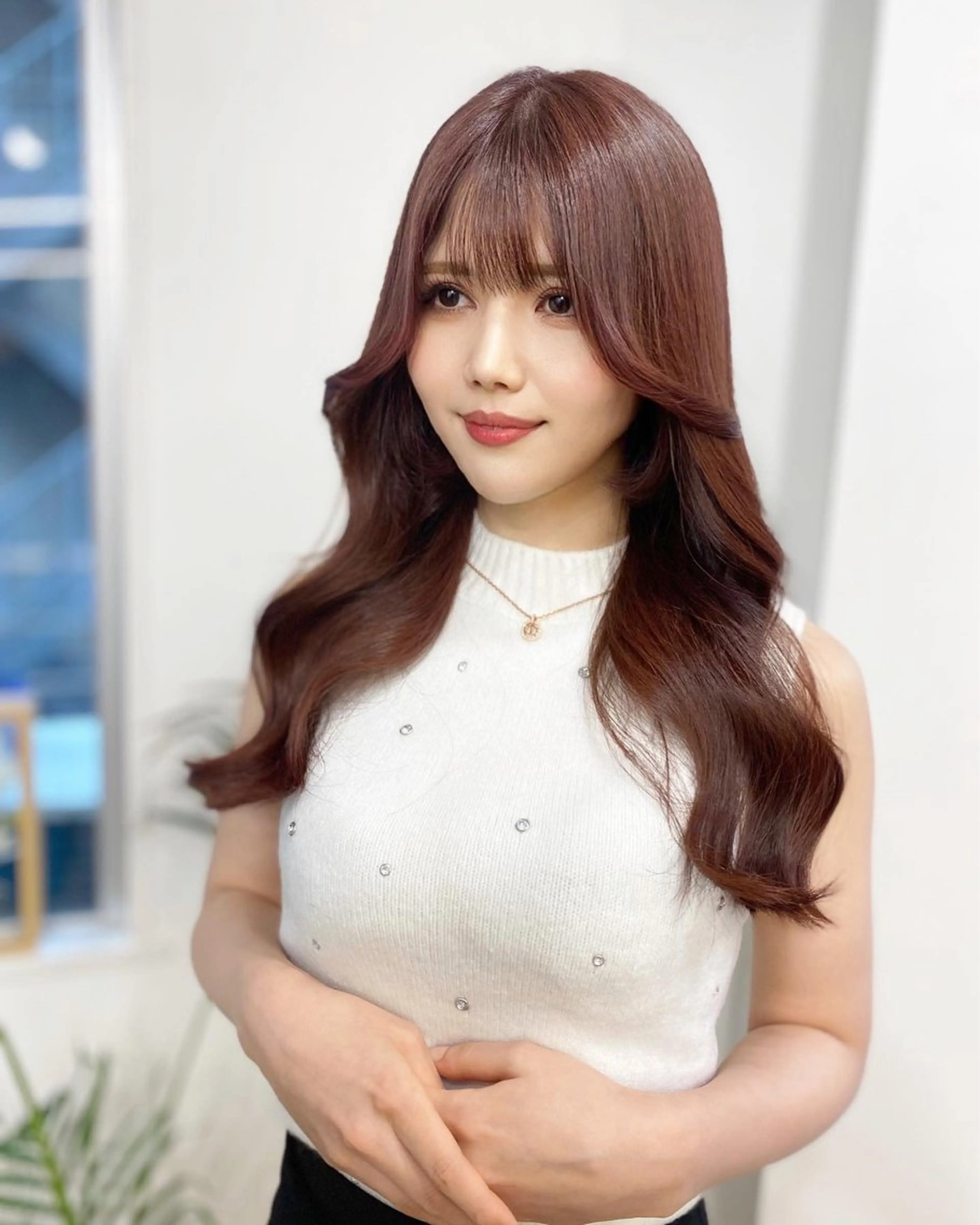 セミロング カラー カット ヘアカラー トリートメント 韓国風×透明感カラー 髪質改善オタベシンヤのヘアスタイル