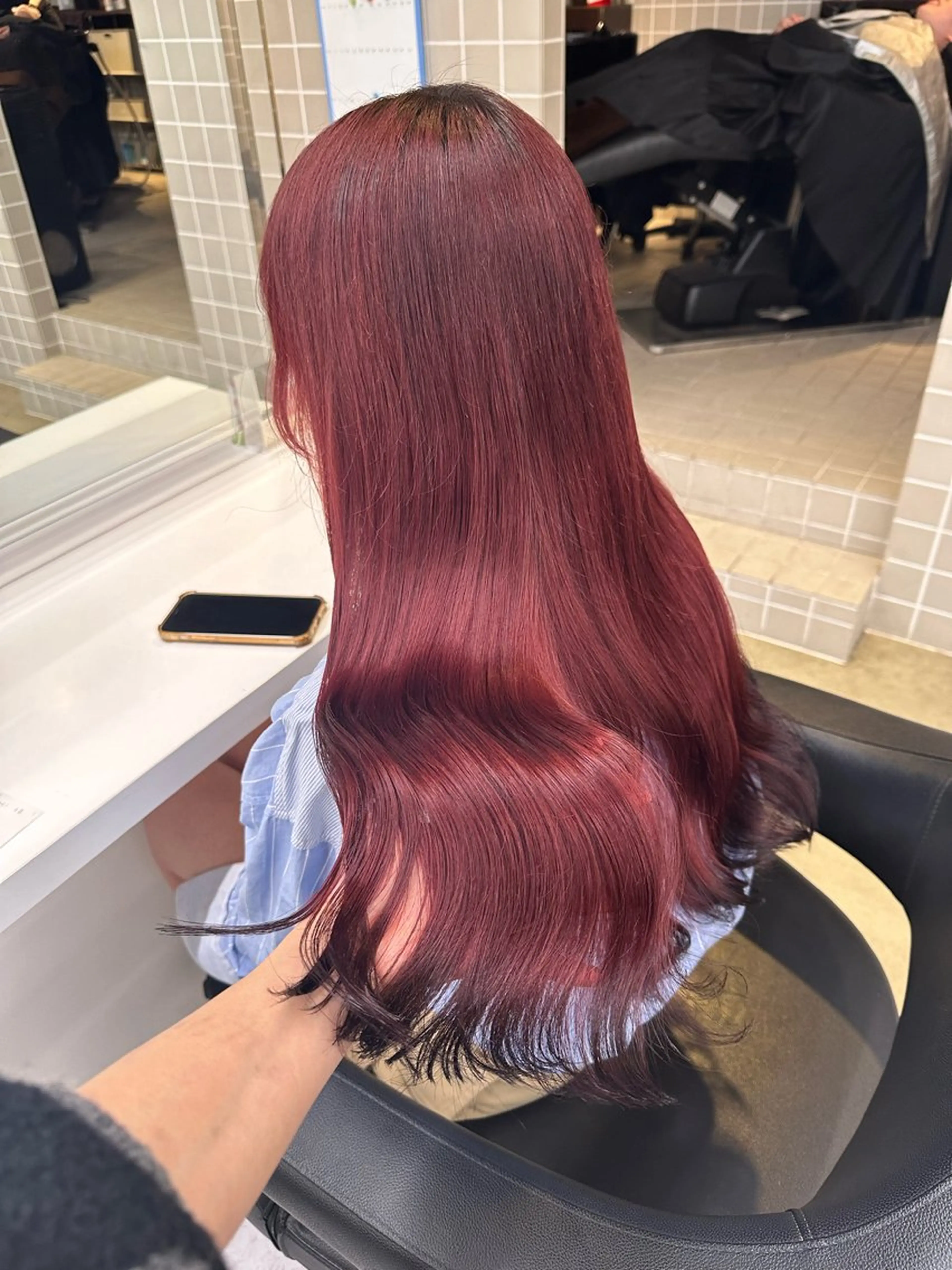 ロング カラー ベージュカラー 黒髪 ブリーチ ブルーカラー ブルーブラック ヘアカラー 🪞ハイトーン🪞 🤍waka🤍のヘアスタイル