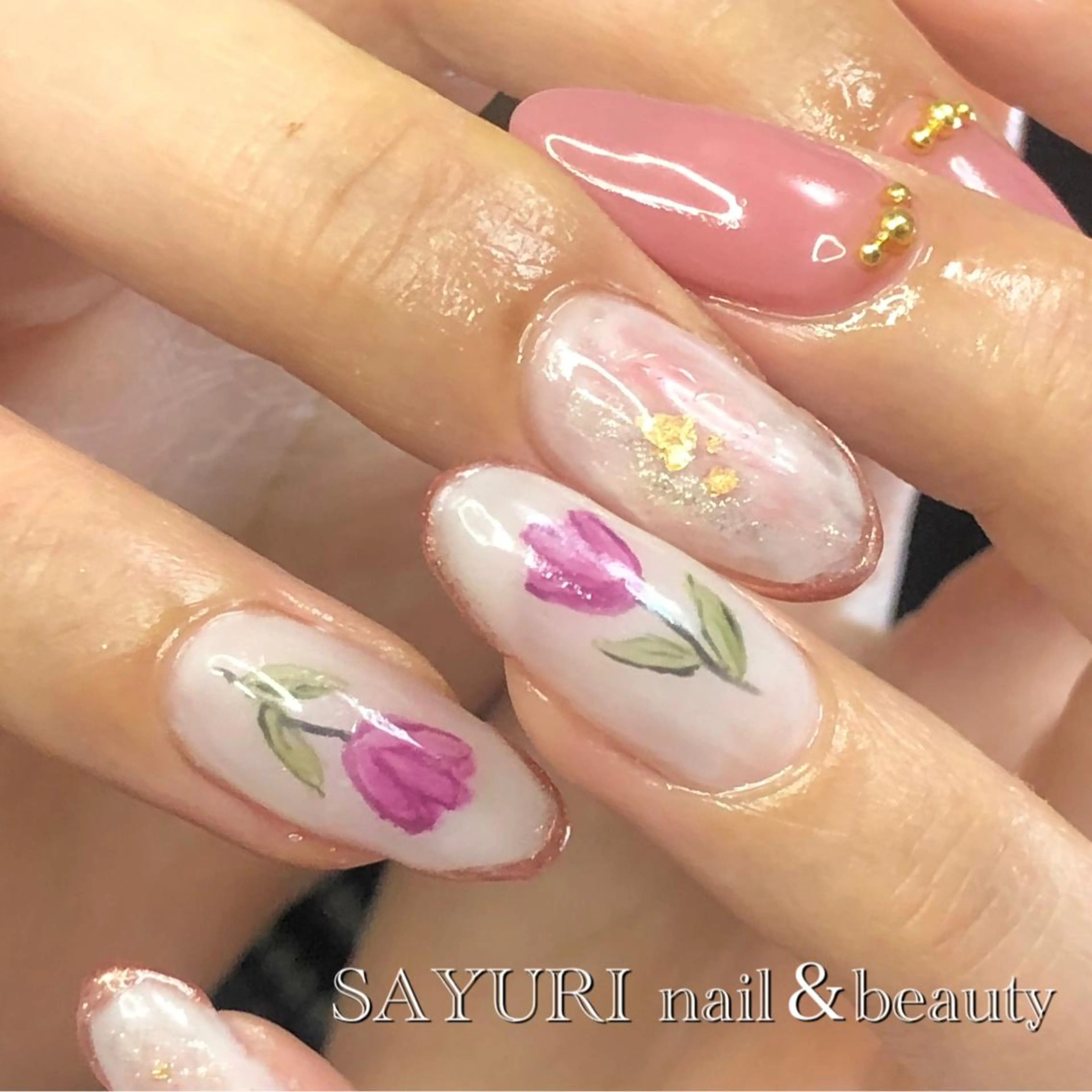 ネイル 春ネイル ハンドネイル さゆりネイル&ビューティーサロン所属・古屋 早友里のネイルデザイン