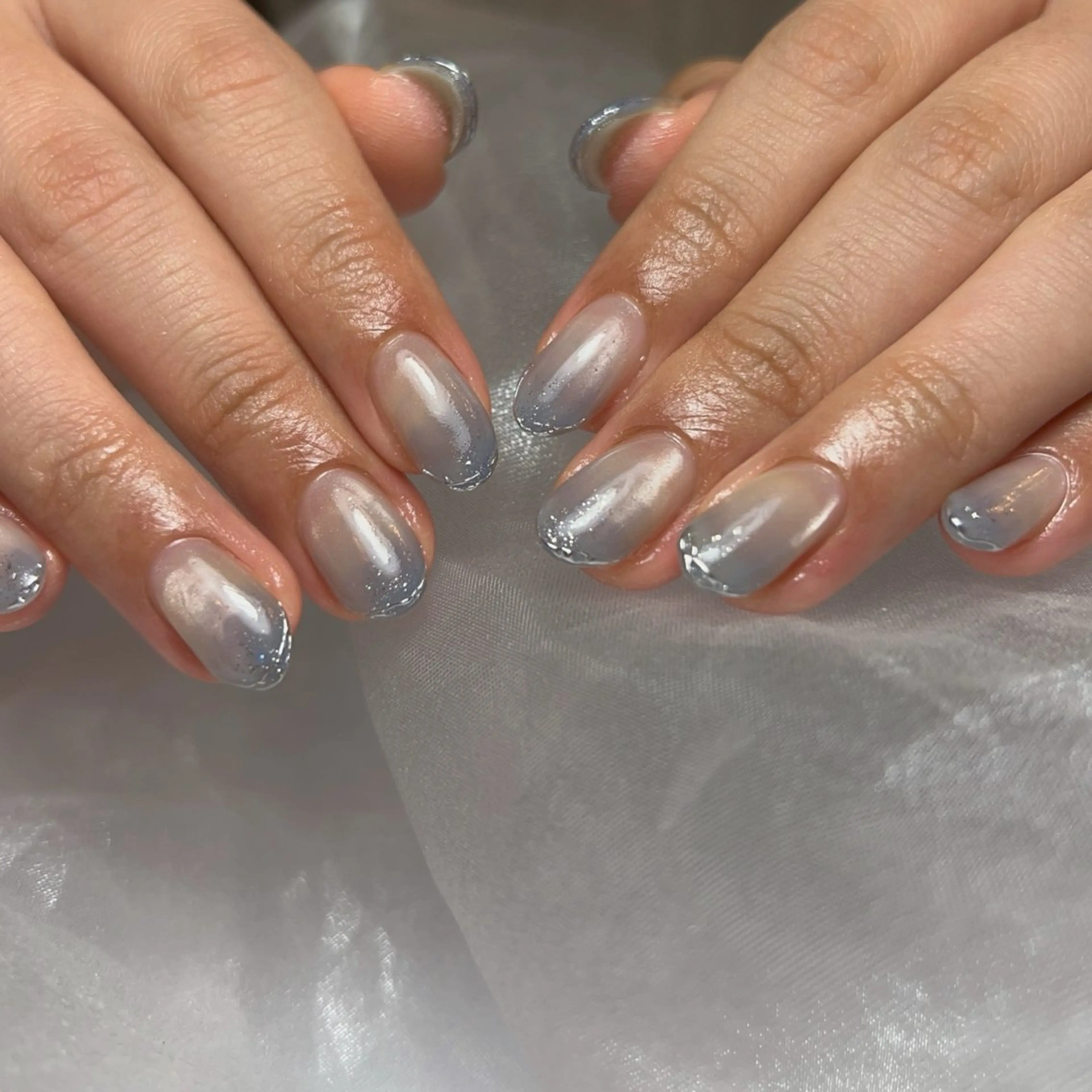 ネイル ラメ(グリッター) 水色 マグネットネイル ミラーネイル ハンドネイル LooP - RECO-のネイルデザイン