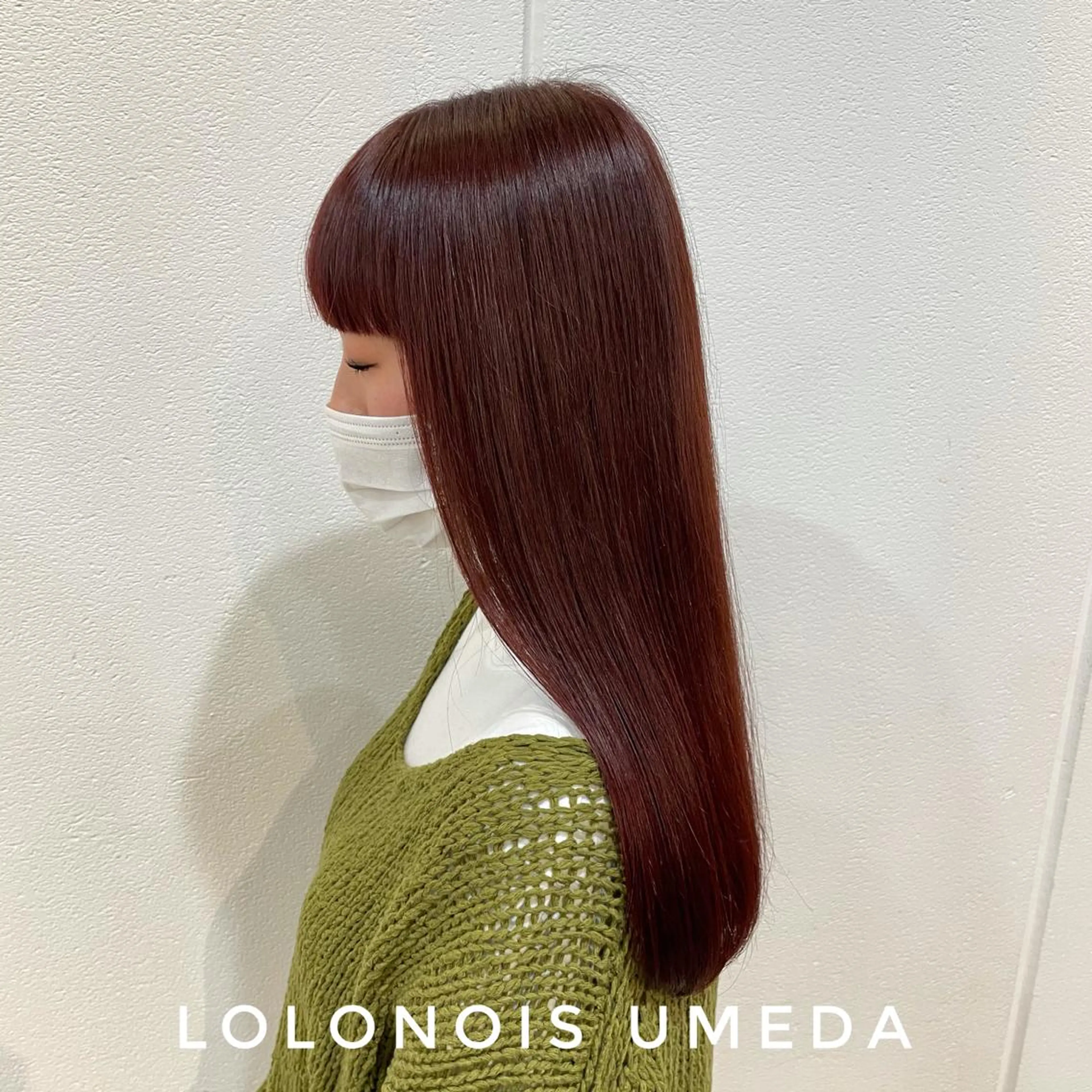 ロング カラー レッドカラー Lolonois梅田 /Okazaki:)のヘアスタイル