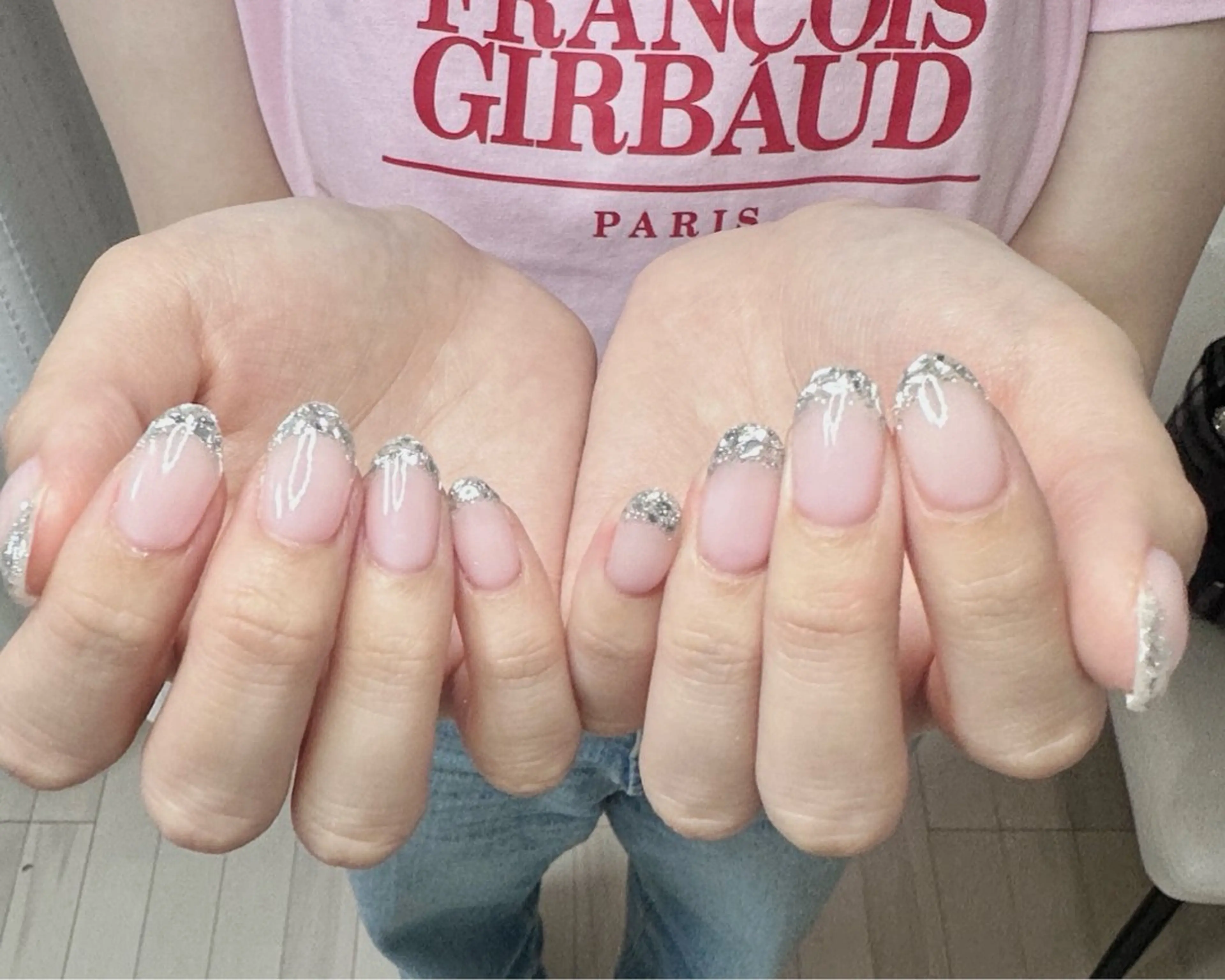 ネイル アートネイル オーロラネイル チークネイル フレンチネイル ガラスフレンチ 🎀セ リ🎀のネイルデザイン