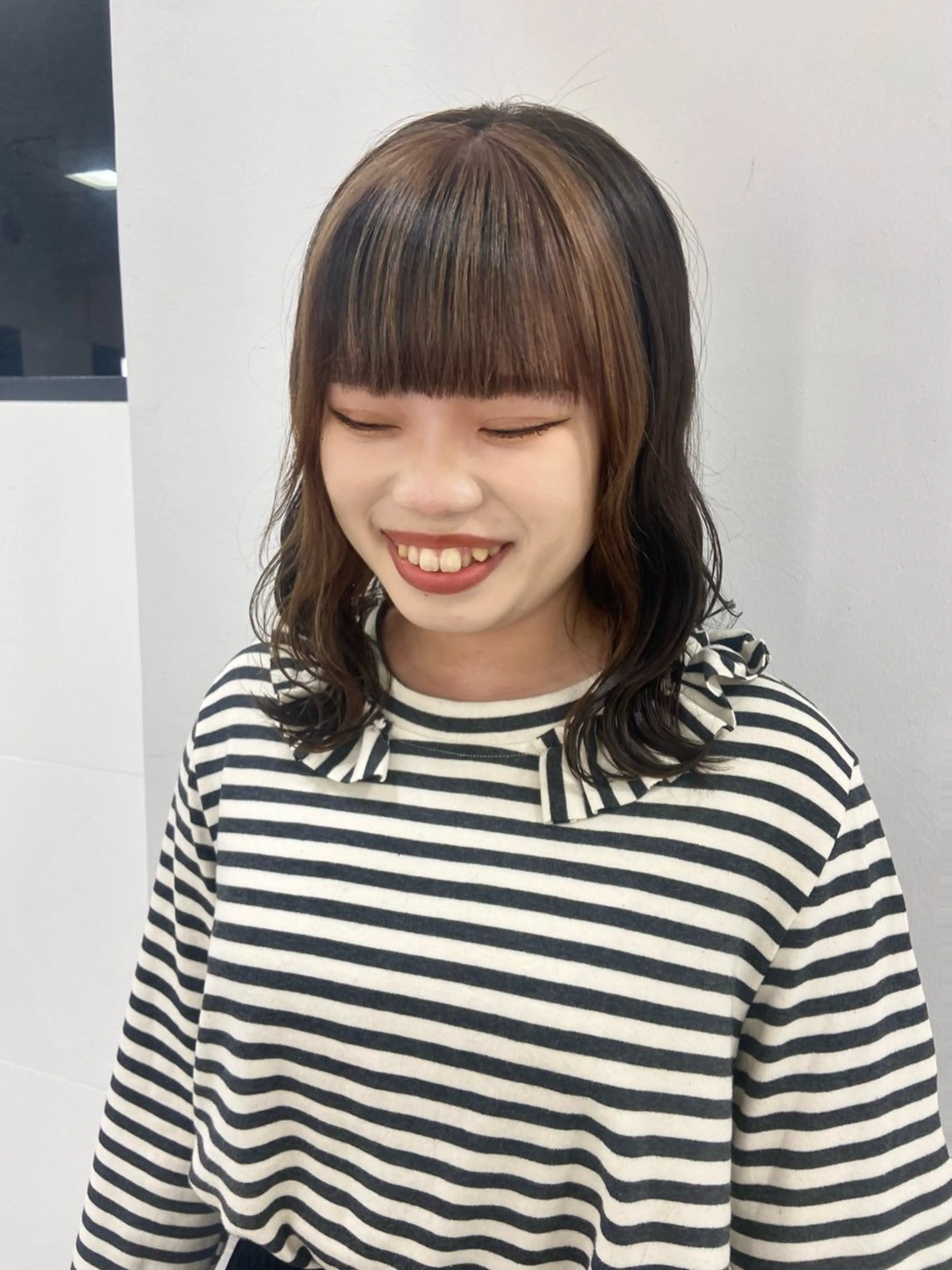 ミディアム カラー 顔周りカット ヘアカラー トリートメント ブリーチ/ツヤカラー /SARA 金山のヘアスタイル