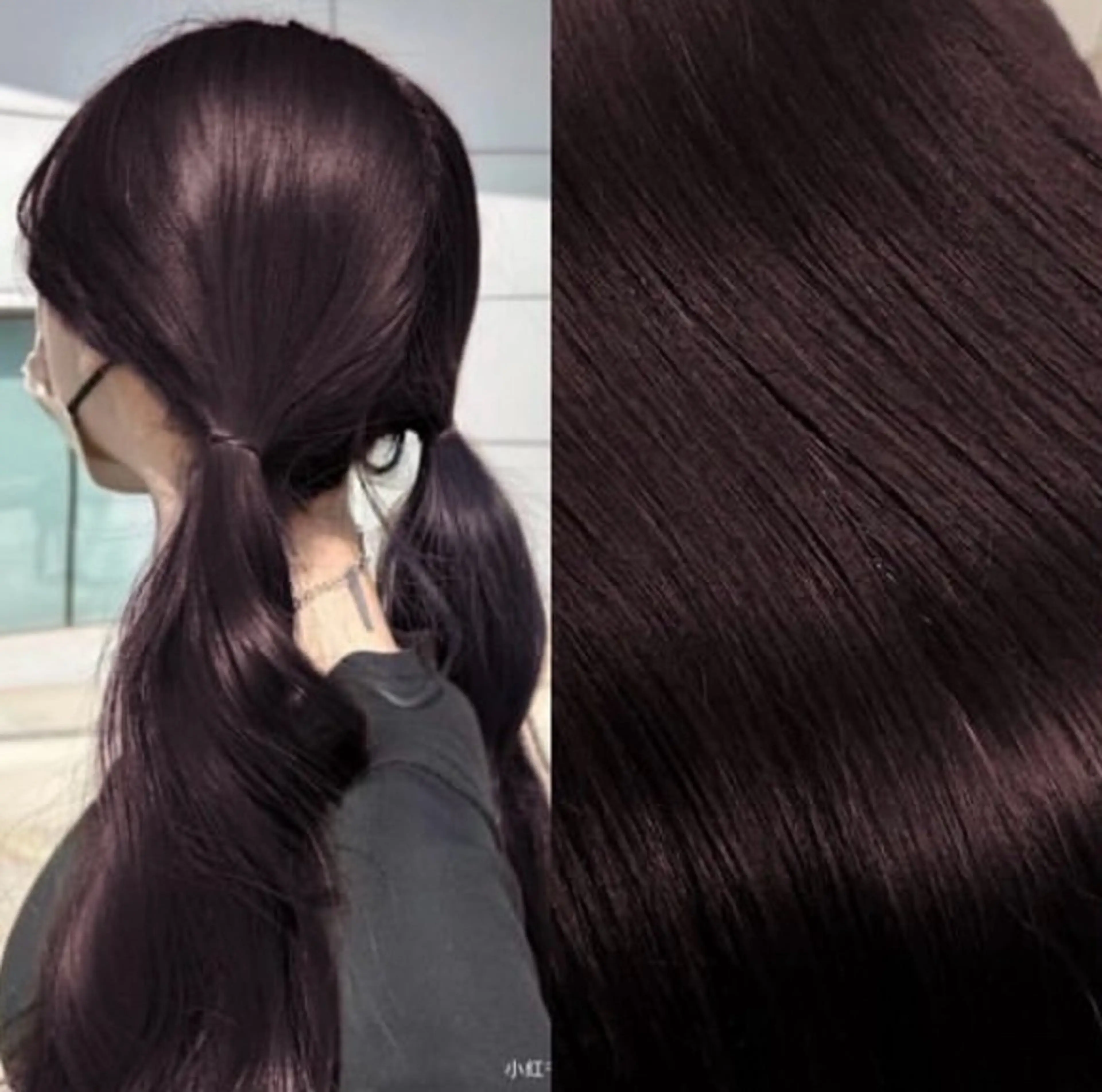 ロング カラー ブリーチ ラベンダーカラー ブリーチなしカラー カット 韓国ヘア nanahaのヘアスタイル