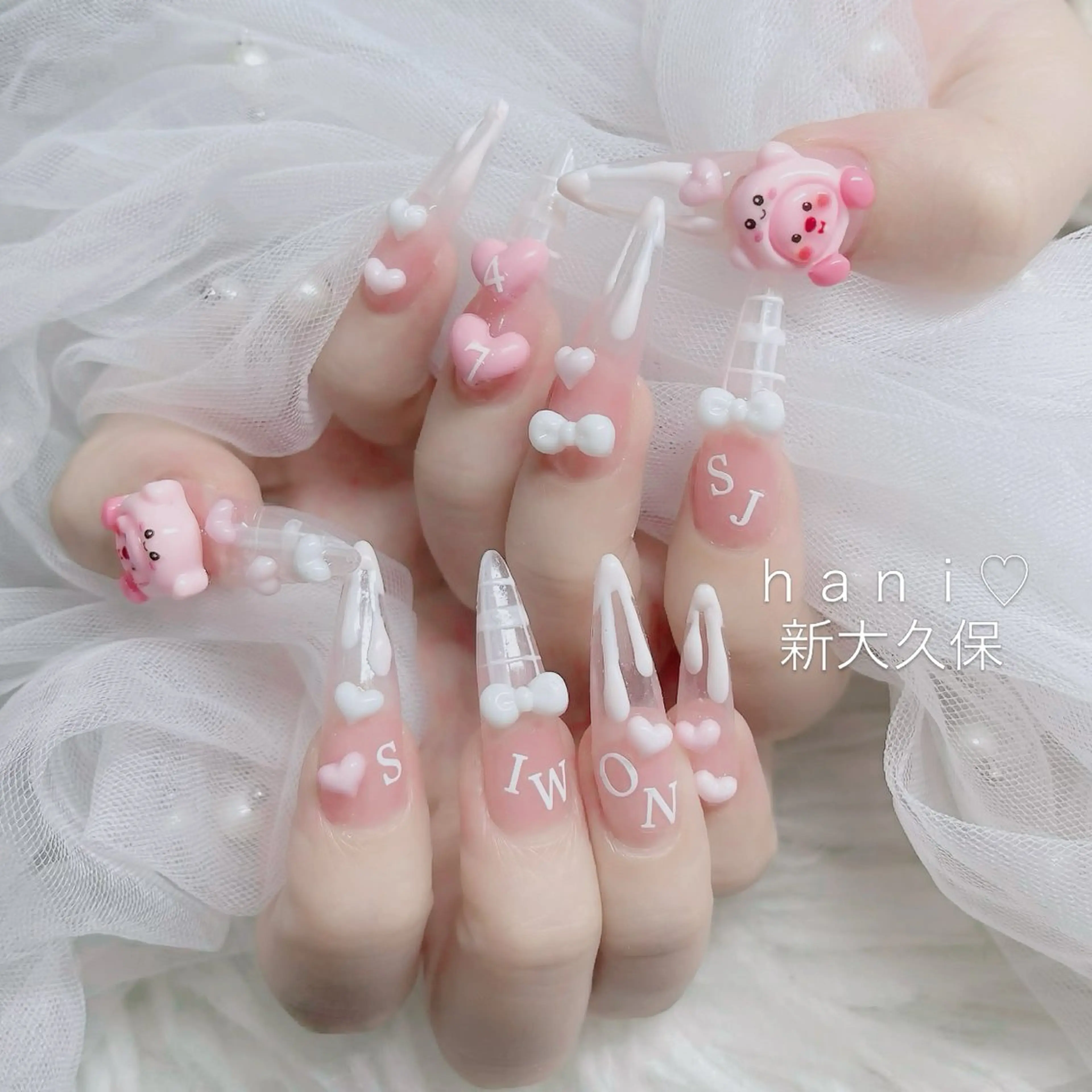 ネイル フットネイル フレンチネイル グラデーション 韓国ネイル ロングネイル ハンドネイル Hani Nail Salonのネイルデザイン