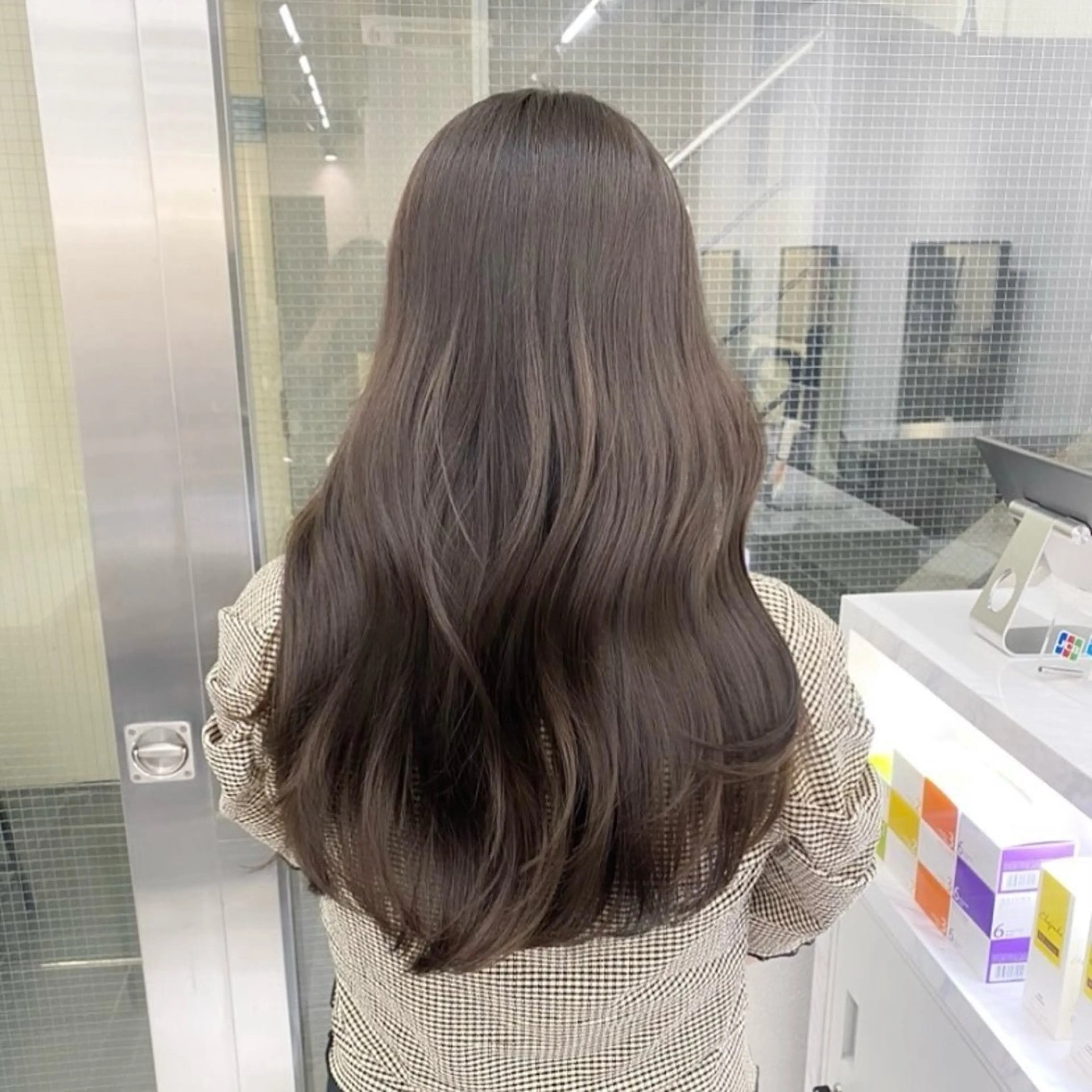セミロング カラー アッシュ ベージュカラー 黒髪 ブルーカラー ブルーブラック カット ヘアカラー トリートメント ヘッドスパ ヘアセット 透明感/韓国風 🤍moeka🤍のヘアスタイル