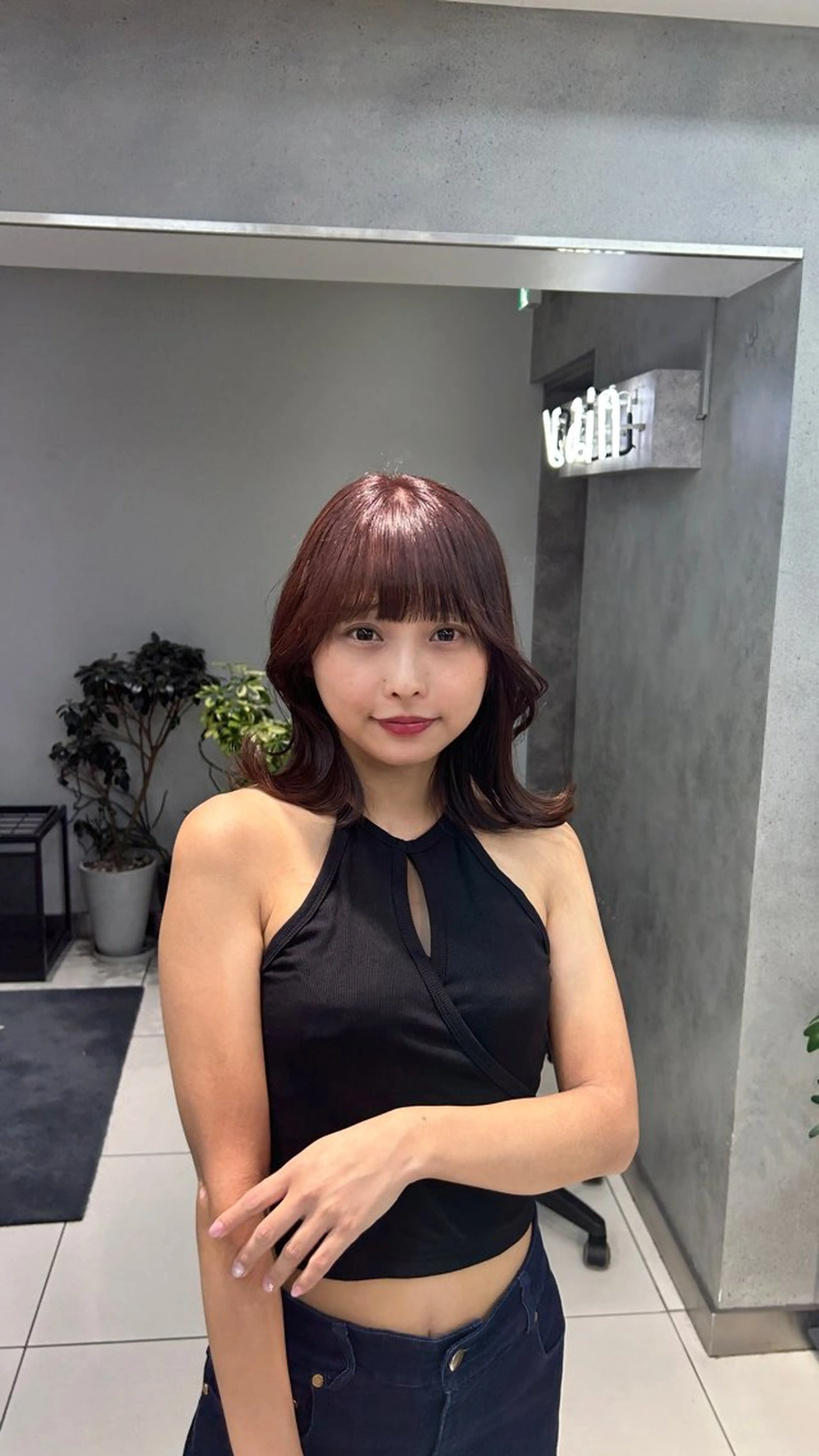 ミディアム レイヤー×ツヤカラー 渋谷/kougaのヘアスタイル