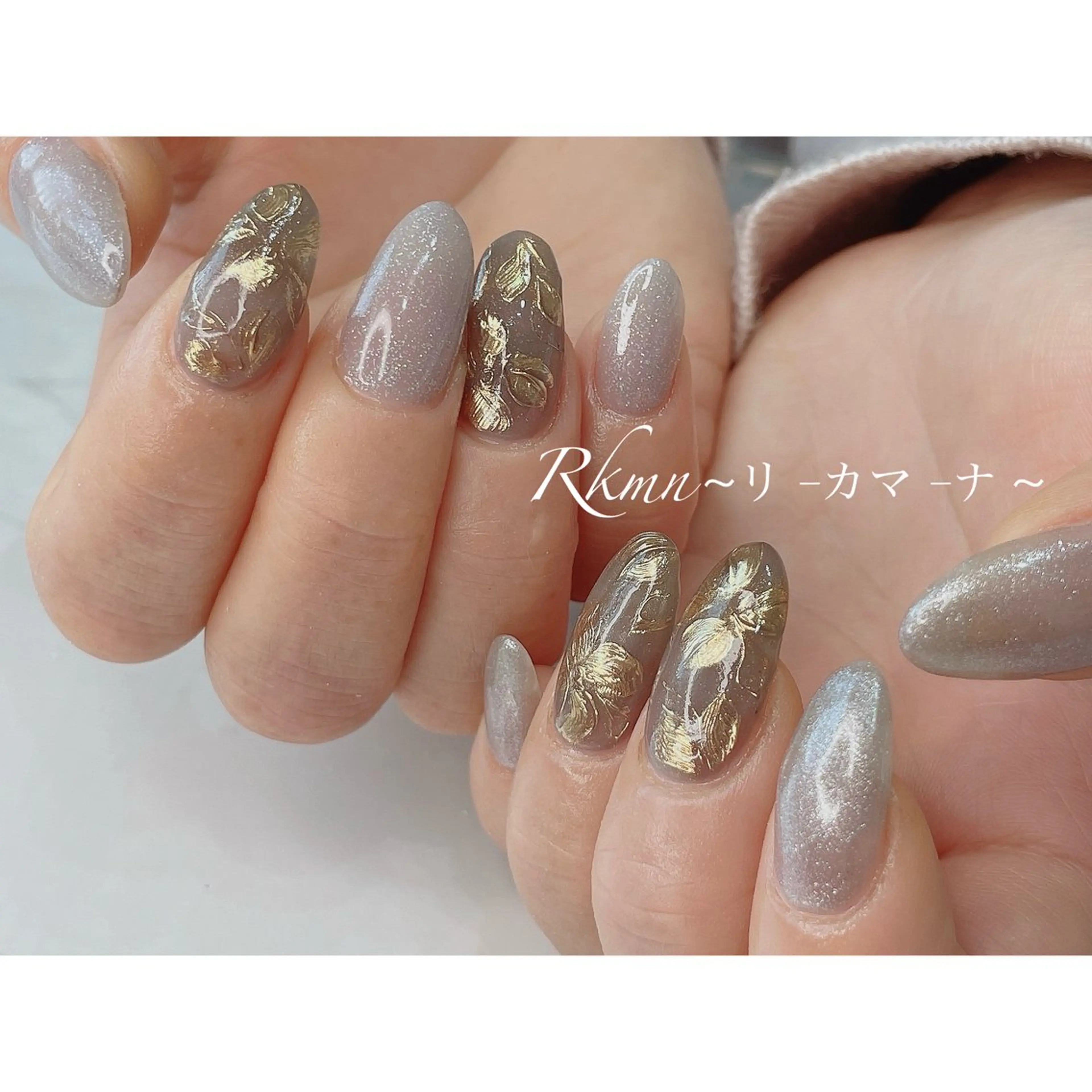 ネイル アートネイル フラワーネイル ラメ(グリッター) ミラーネイル 春ネイル ハンドネイル フットネイル ハンドケア Rkmn ~リ-カマ-ナ~のネイルデザイン