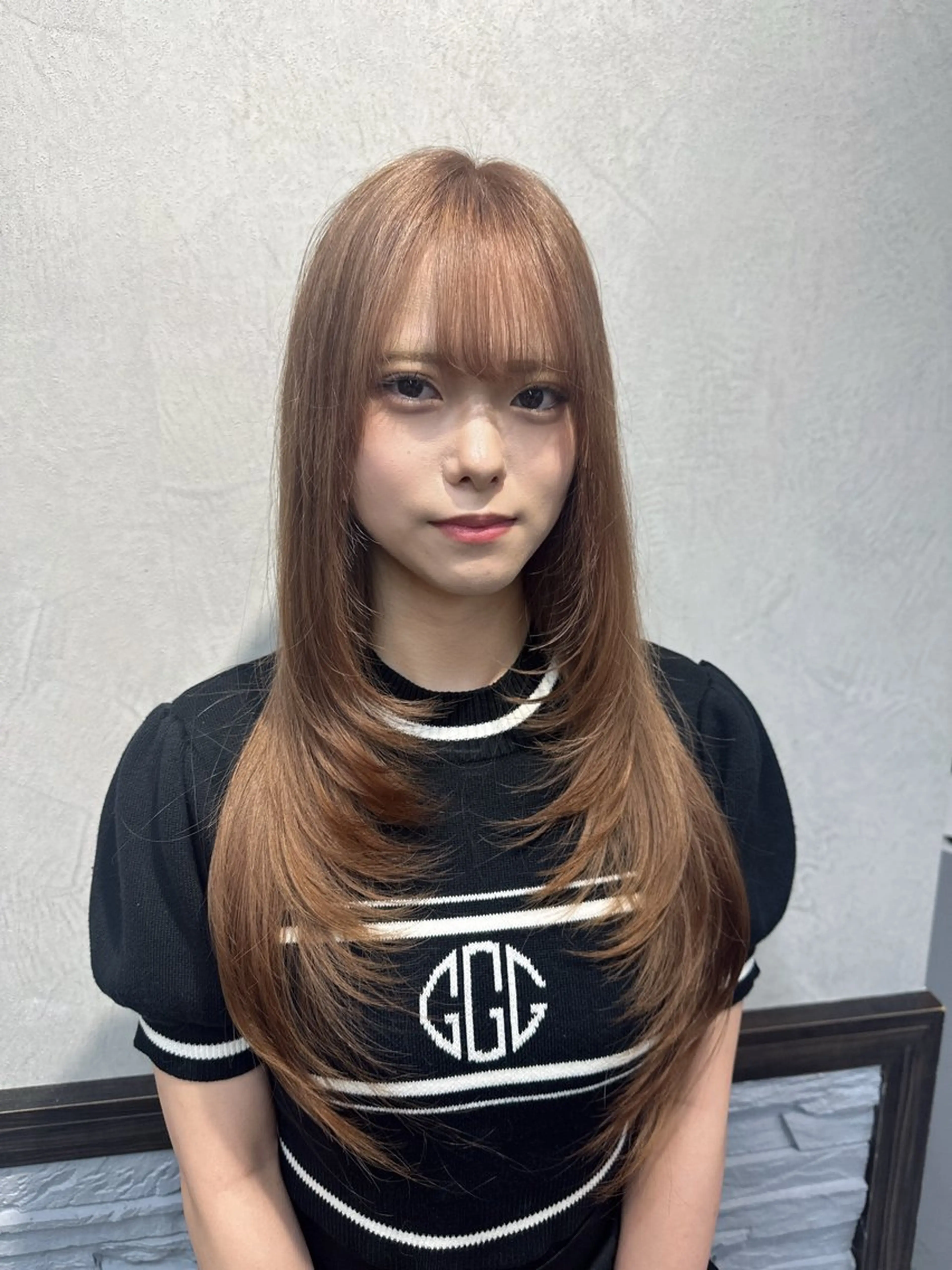 ロング ハイレイヤー レイヤーカット カット ヘアカラー トリートメント りおん レイヤー/ベージュのヘアスタイル