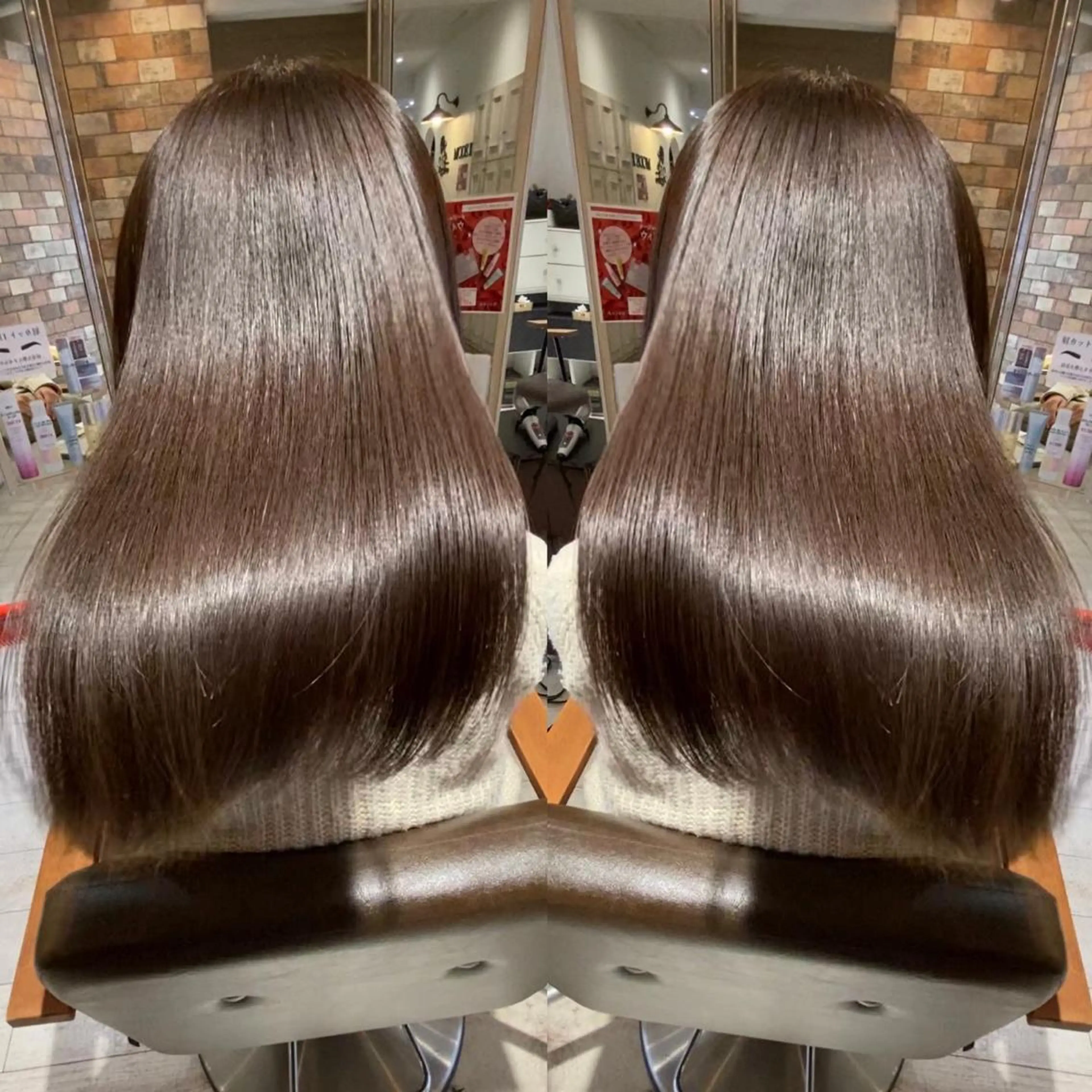 ミディアム カラー グレージュ 髪質改善 レイヤーカット トリートメント 酸熱トリートメント SALOWIN調布店所属・ツヤ髪師 kichiのヘアスタイル