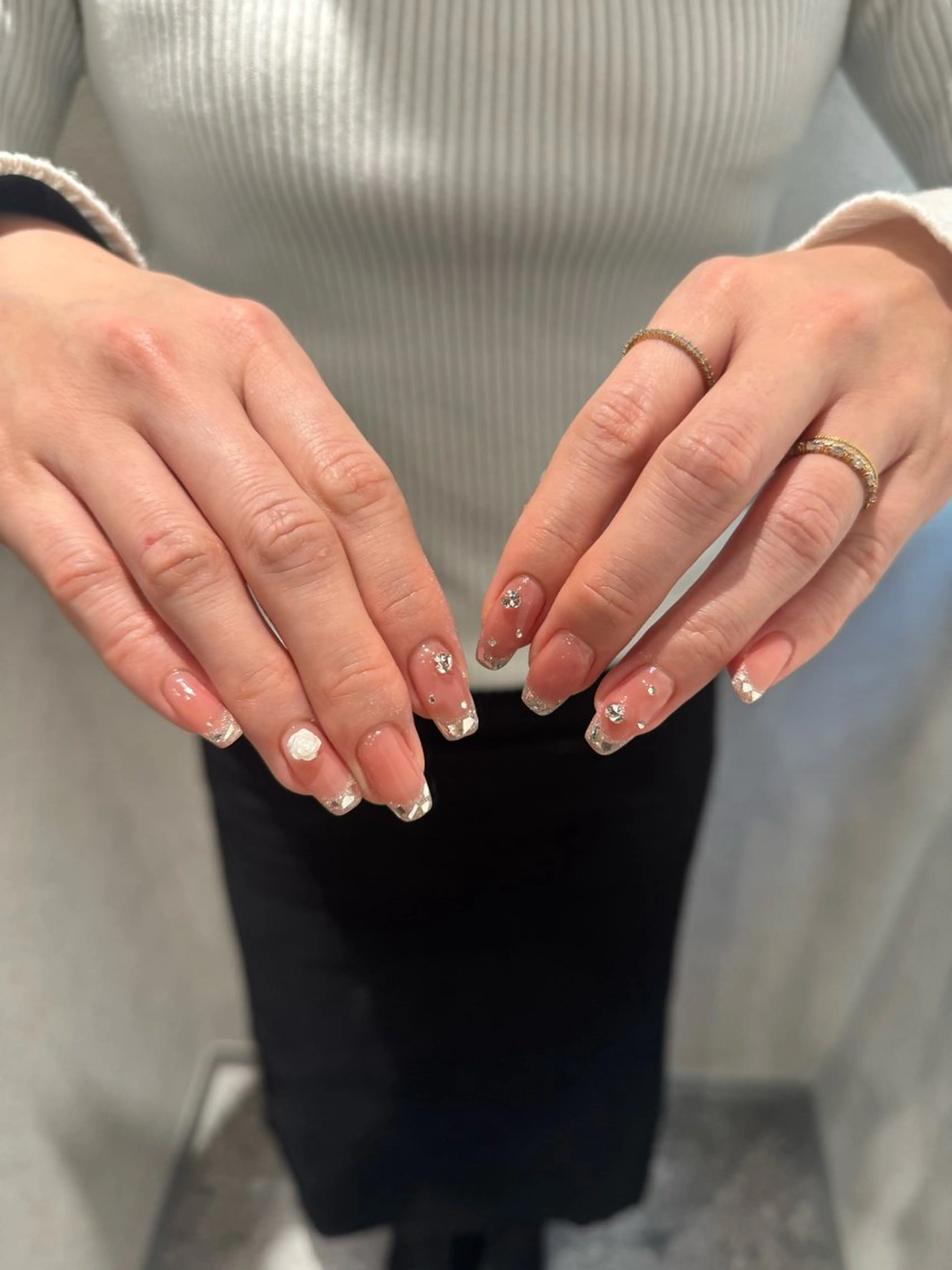 ネイル アートネイル フレンチネイル ガラスフレンチ Rommy Arisaのネイルデザイン