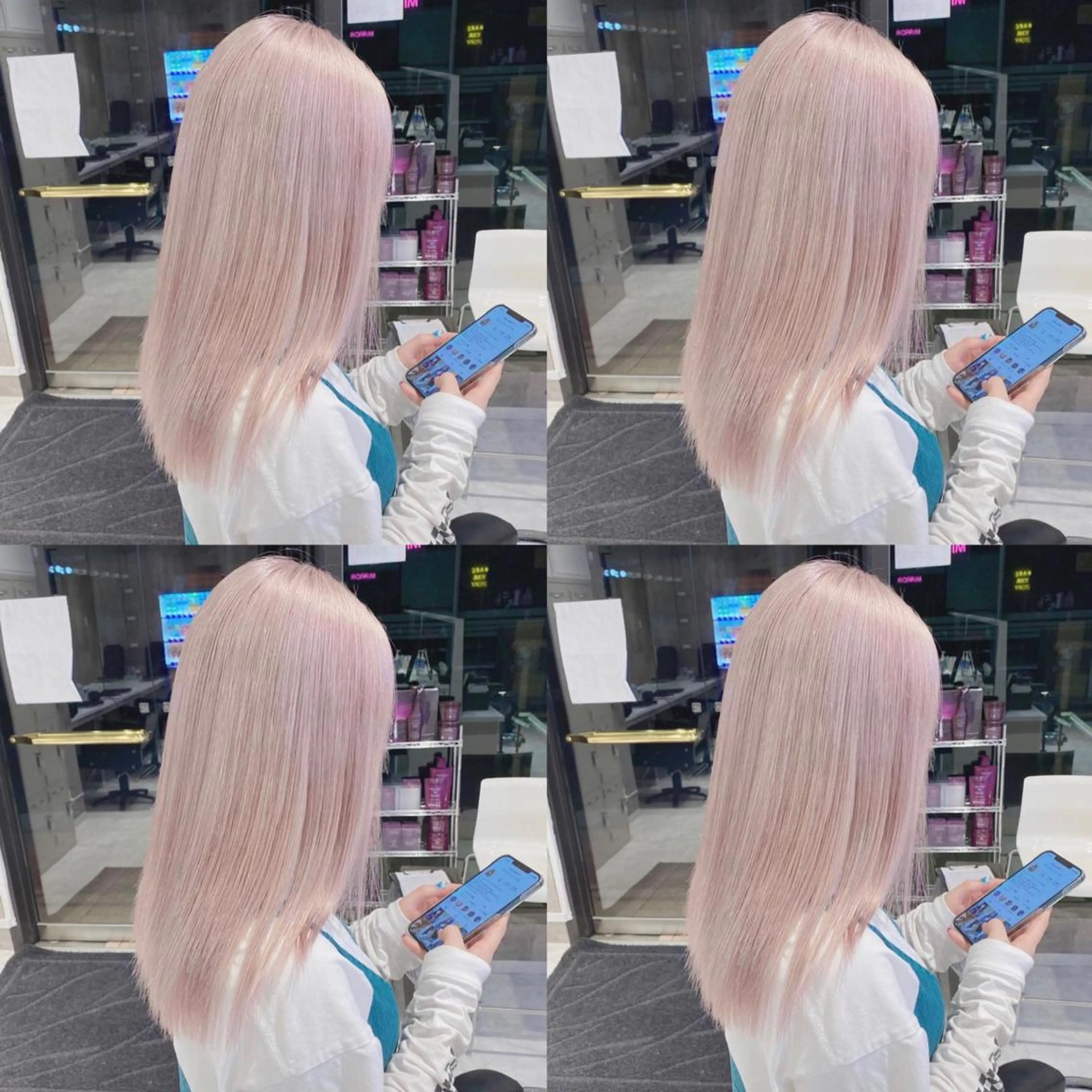 ロング カラー パーマ ヘアアレンジ メンズ キッズ ネイル マツエク・マツパ アイブロウ カット ヘアカラー トリートメント ハイトーン/ピンク 💗モモ໒꒱のヘアスタイル