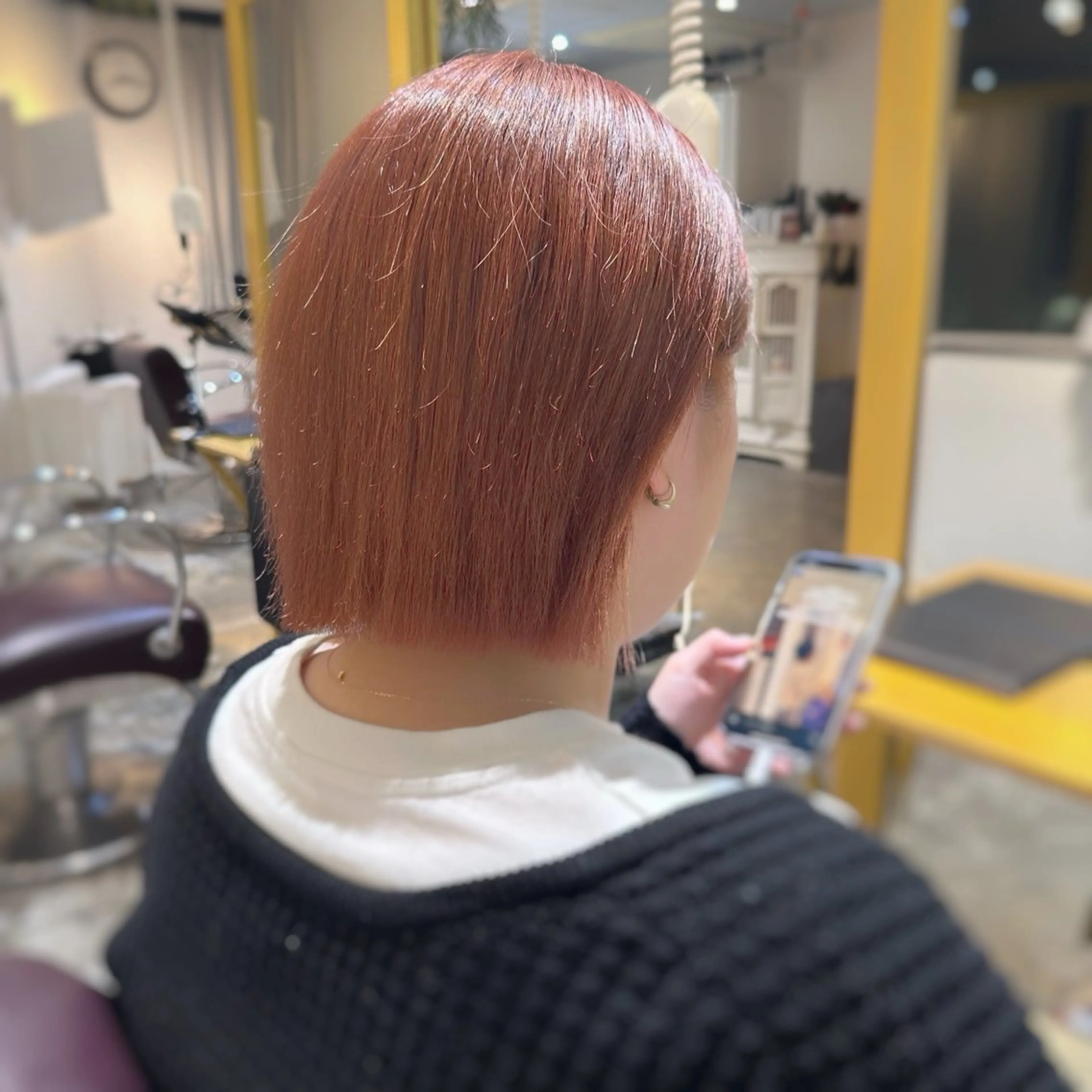 ミディアム カラー オレンジ ピンクカラー 艶カラー/レイヤー 💖心斎橋/Sakiのヘアスタイル