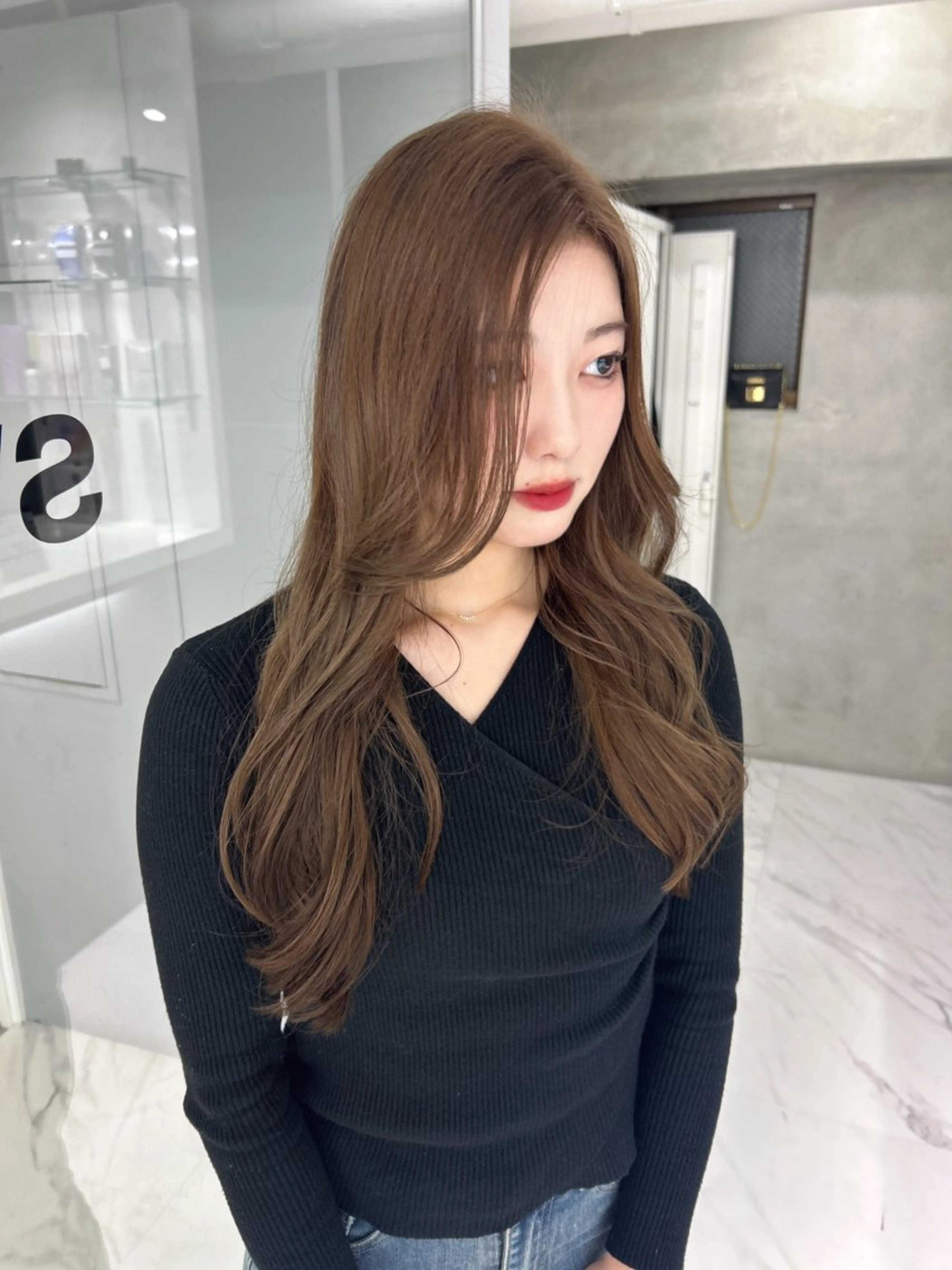 ロング カラー ブリーチ ケアブリーチ グレージュ トリートメント カット ヘアカラー トリートメント shizuna/天神 /メンズ/ボブのヘアスタイル